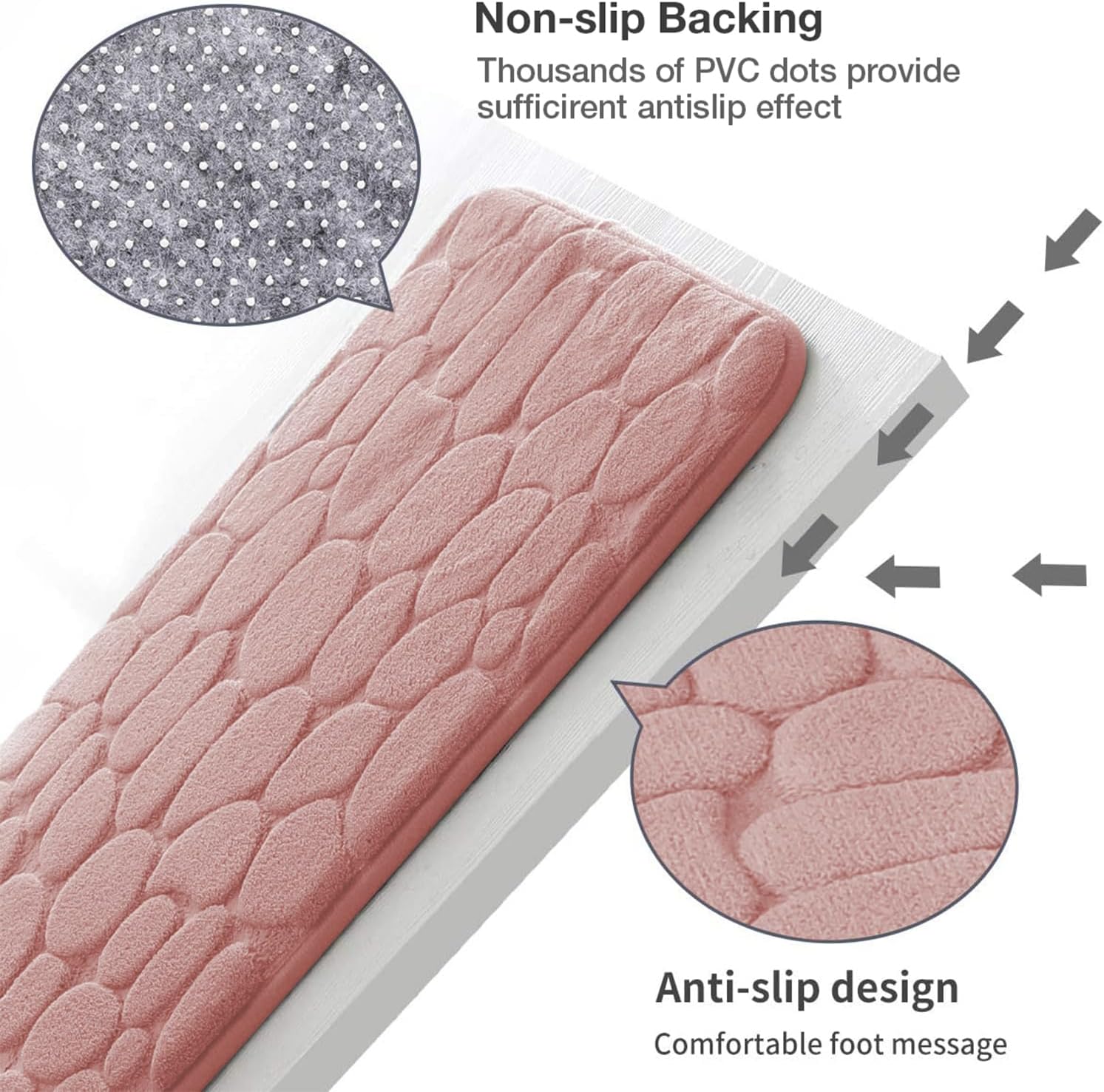 Memory Foam Bath Mat Cobblestone Bathroom Rugs Super Water Absorbent Bath Mats - Bild 100 von 114