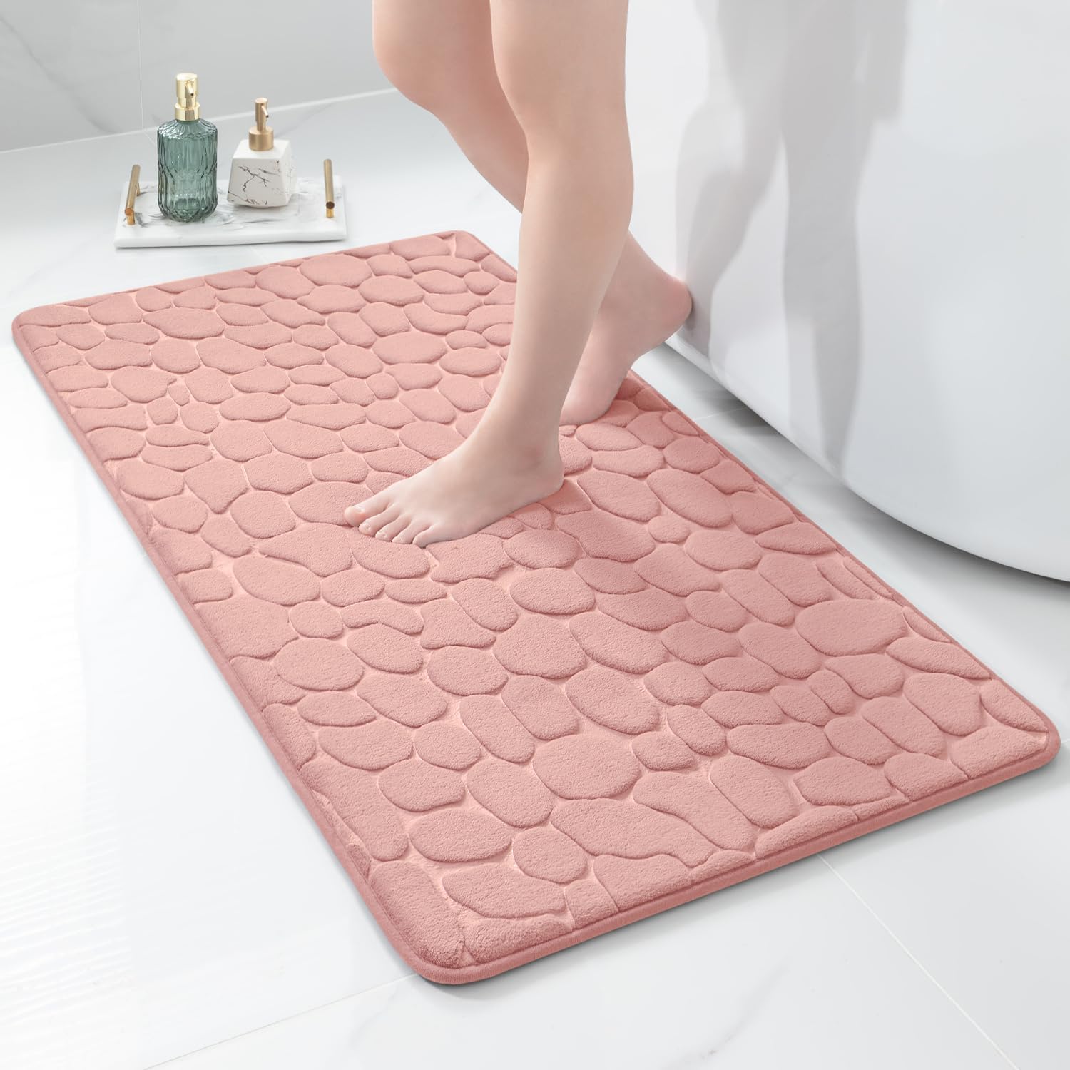 Memory Foam Bath Mat Cobblestone Bathroom Rugs Super Water Absorbent Bath Mats - Bild 101 von 114