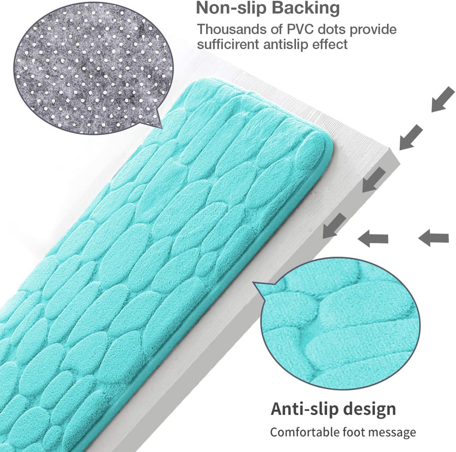 Memory Foam Bath Mat Cobblestone Bathroom Rugs Super Water Absorbent Bath Mats - Bild 106 von 114