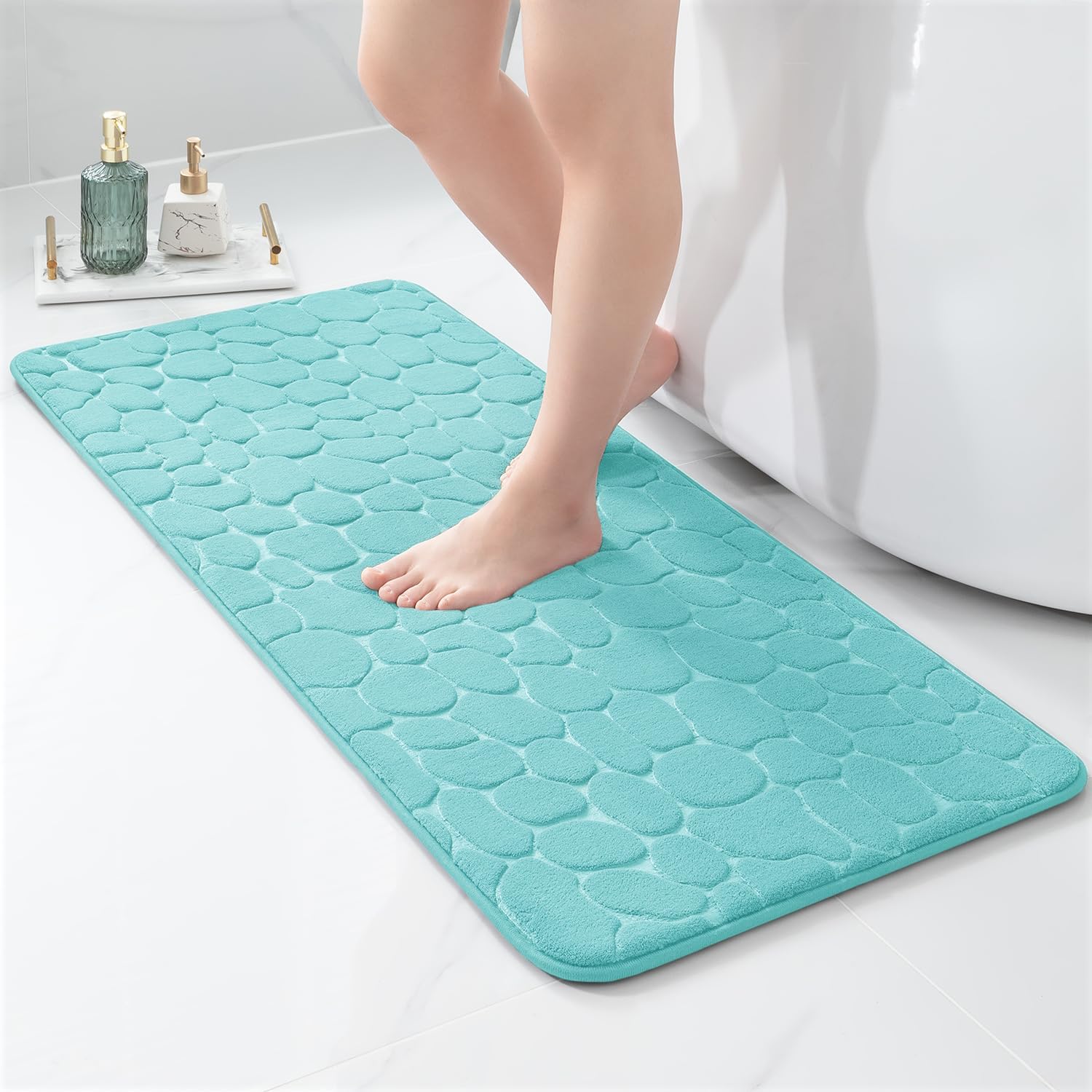 Memory Foam Bath Mat Cobblestone Bathroom Rugs Super Water Absorbent Bath Mats - Bild 107 von 114