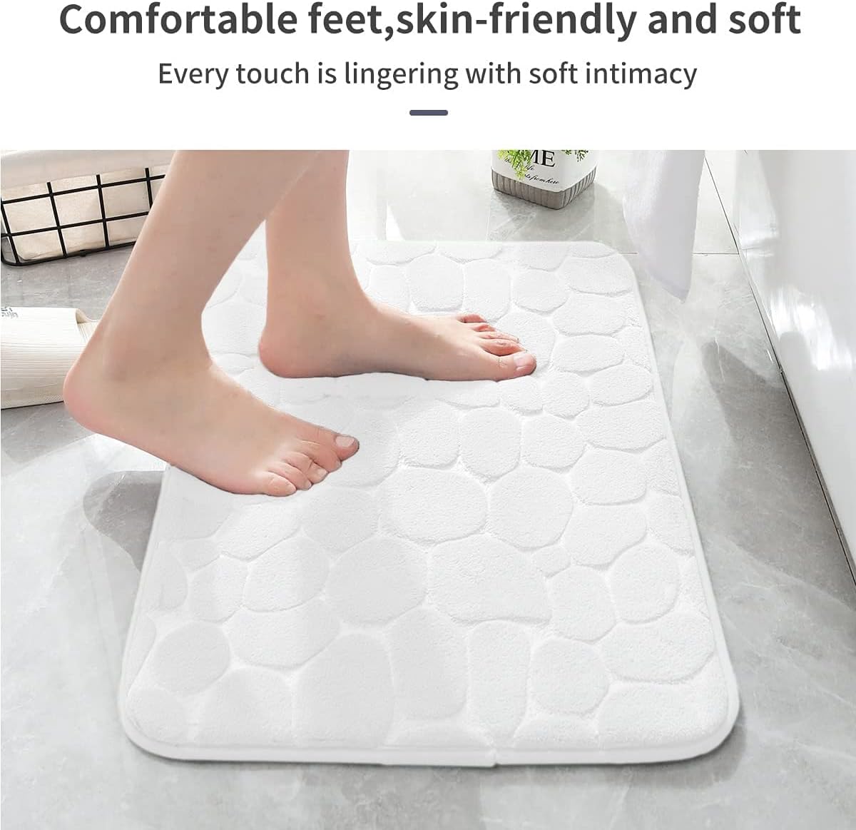 Memory Foam Bath Mat Cobblestone Bathroom Rugs Super Water Absorbent Bath Mats - Bild 111 von 114