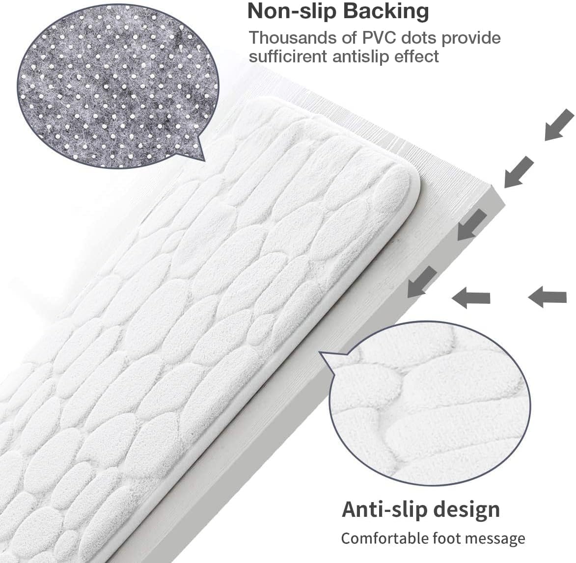 Memory Foam Bath Mat Cobblestone Bathroom Rugs Super Water Absorbent Bath Mats - Bild 113 von 114