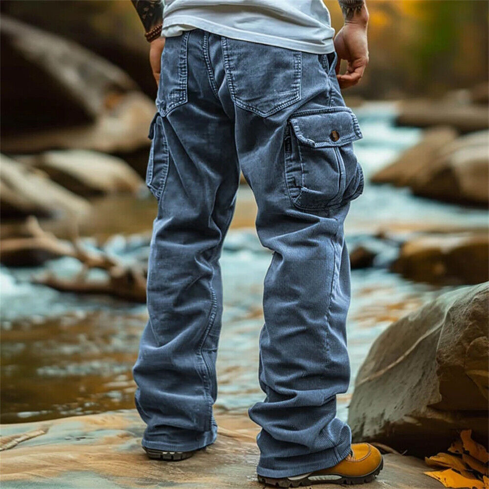 Men Casual Corduroy Pants Workout Baggy Sweatpant Retro Outdoor Cargo Trousers - Picture 11 of 14