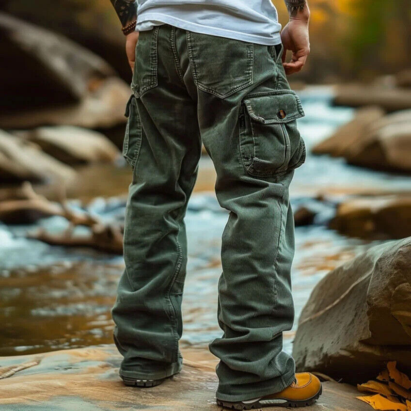 Men Casual Corduroy Pants Workout Baggy Sweatpant Retro Outdoor Cargo Trousers - Picture 14 of 14