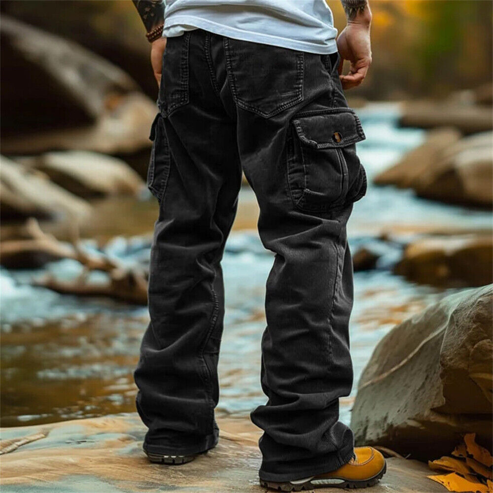 Men Casual Corduroy Pants Workout Baggy Sweatpant Retro Outdoor Cargo Trousers - Picture 12 of 14