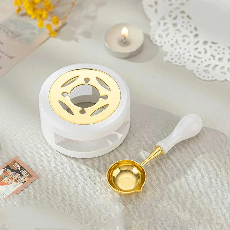 Retro Wax Seal Stamp Warmer Furnace Stove Pot Melting Spoon Kit Stamp Tool UK