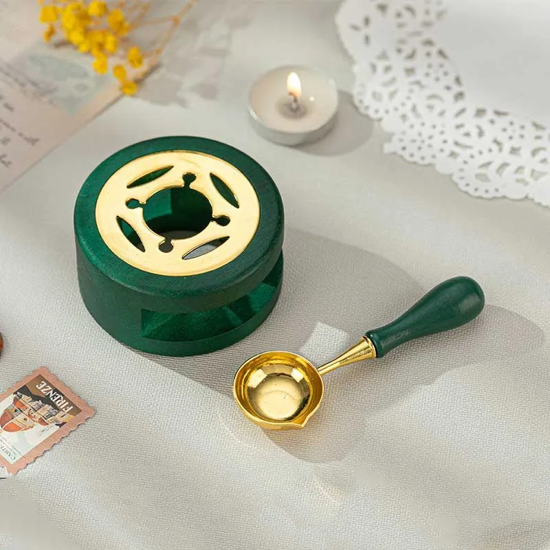 Retro Wax Seal Stamp Warmer Furnace Stove Pot Melting Spoon Kit Stamp Tool UK