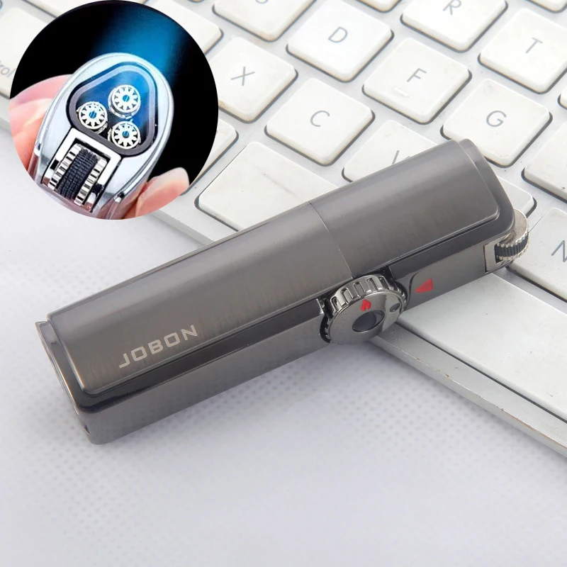 3 JET Blue Flame Grinding Wheel Windproof Cigar Lighter Turbo Spray Butane Gas - Picture 13 of 14