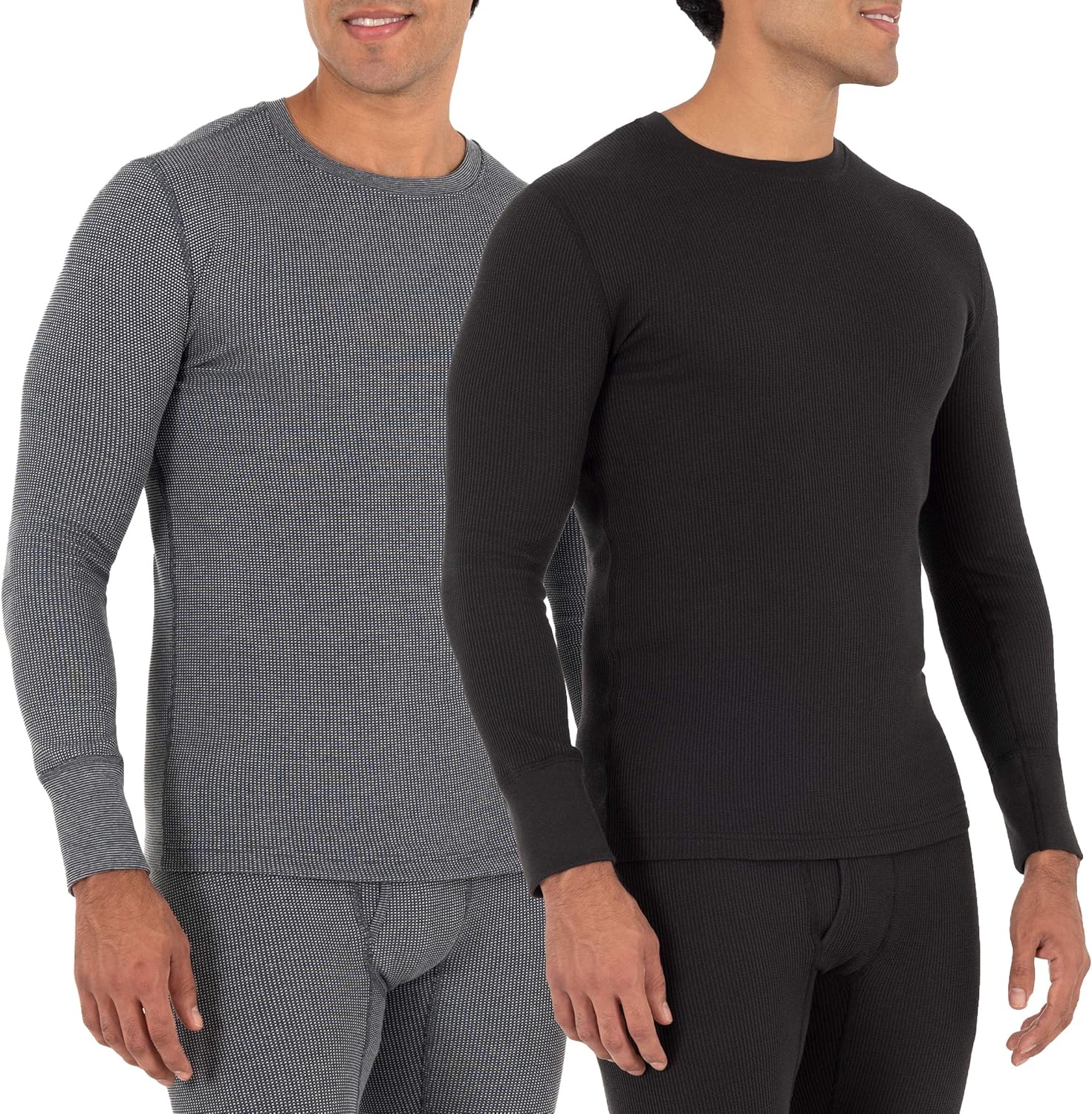 Men's Recycled Waffle Thermal Underwear Crew Top (1 and 2 Packs) - Picture 26 of 31