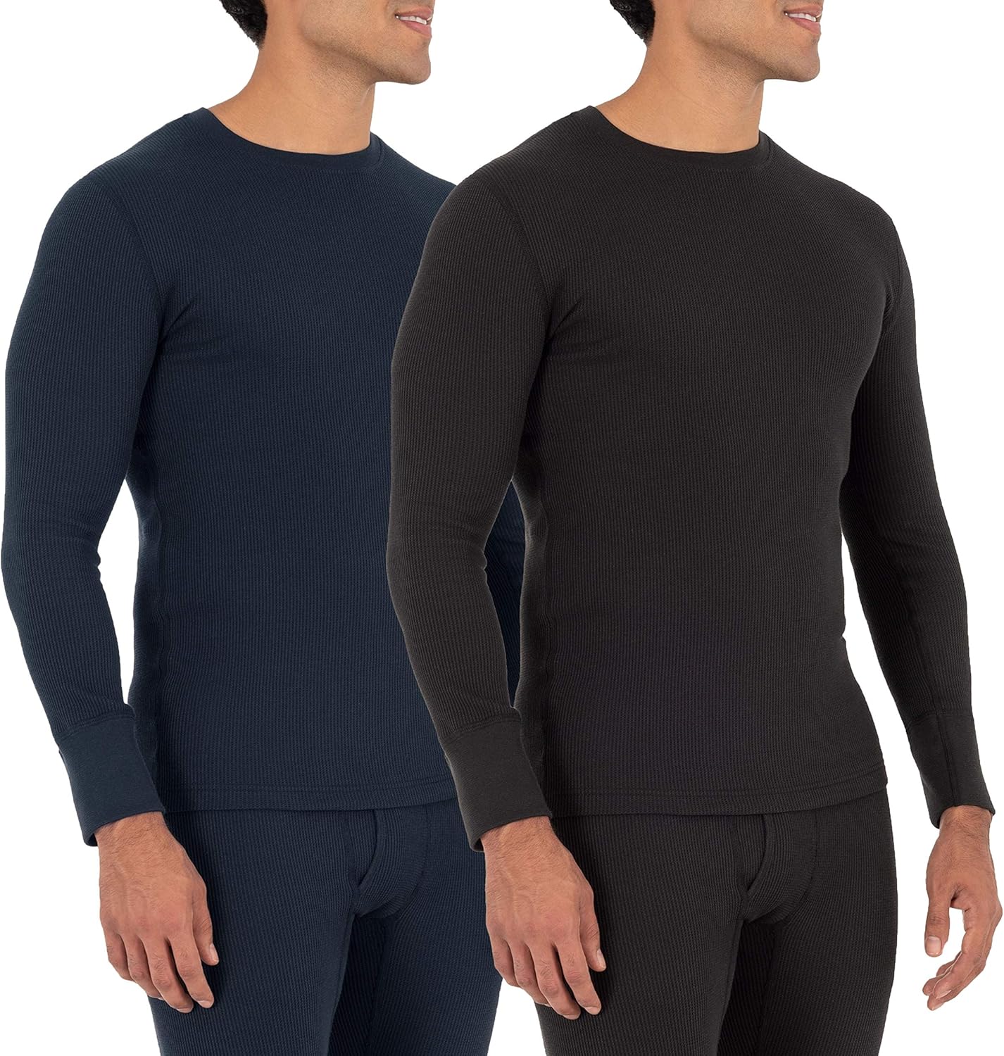 Men's Recycled Waffle Thermal Underwear Crew Top (1 and 2 Packs) - Picture 28 of 31