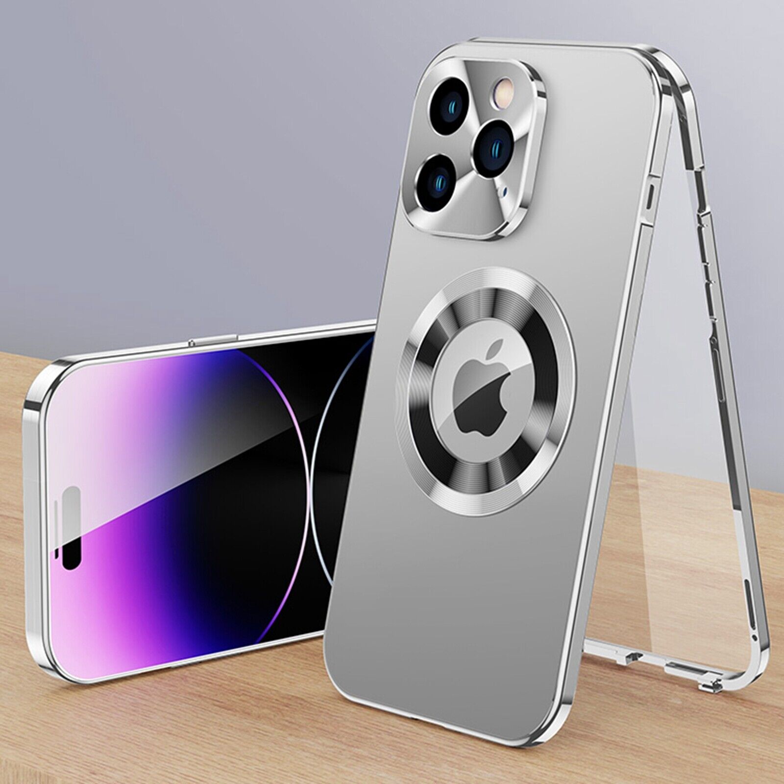 For iPhone 16 15 14 Double-Sided Magsafe Metal 360 Full Body Case Bumper Cover - Foto 15 di 17