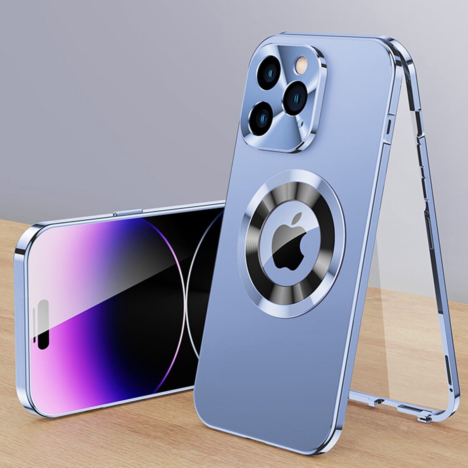 For iPhone 16 15 14 Double-Sided Magsafe Metal 360 Full Body Case Bumper Cover - Foto 17 di 17