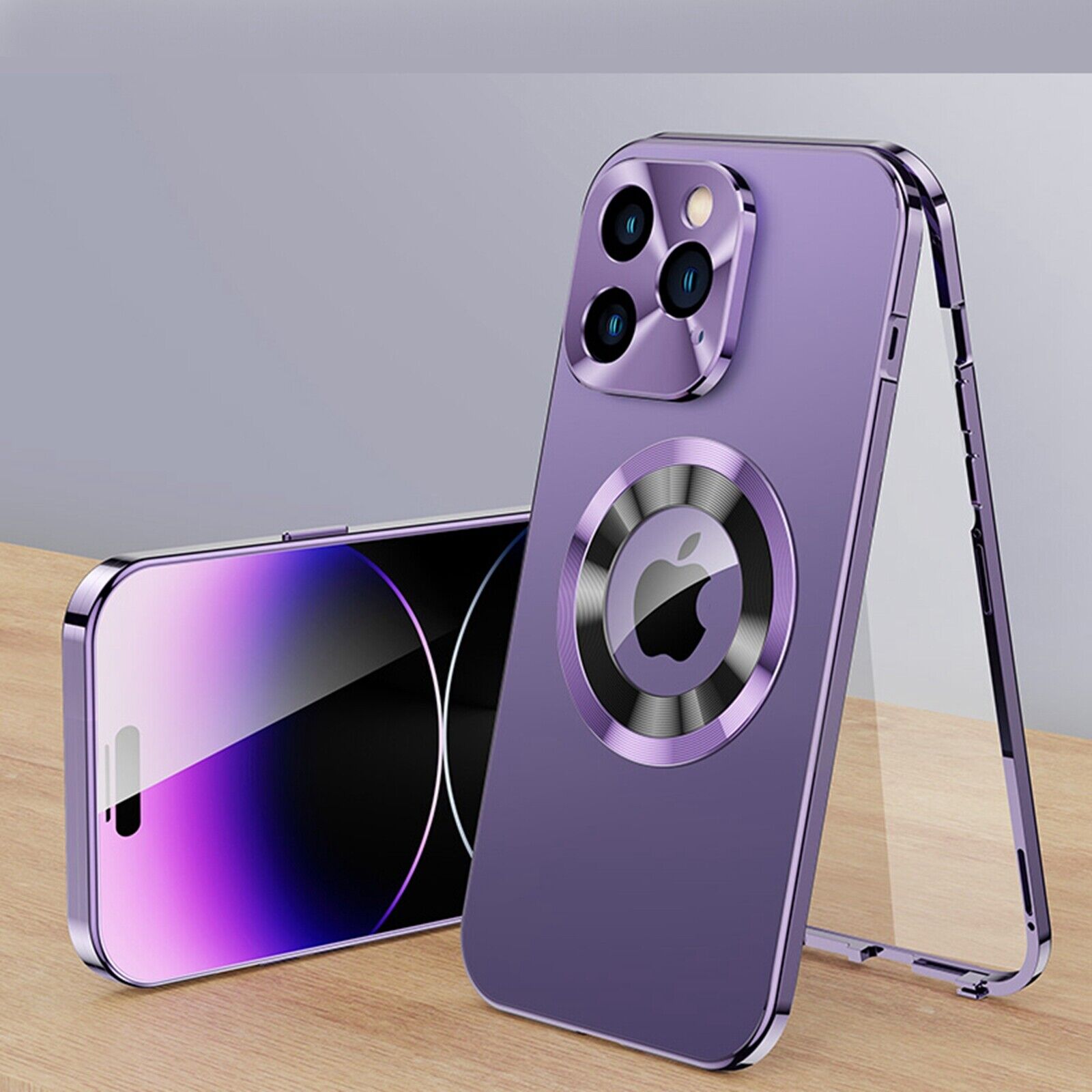For iPhone 16 15 14 Double-Sided Magsafe Metal 360 Full Body Case Bumper Cover - Foto 16 di 17