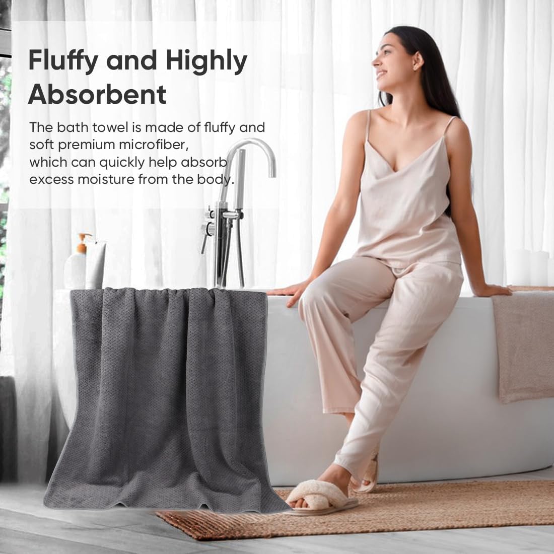 30 x 60 In Pack of 4 Bath Towel Set Large Microfiber Bath Towels for Daily Use - Bild 36 von 63