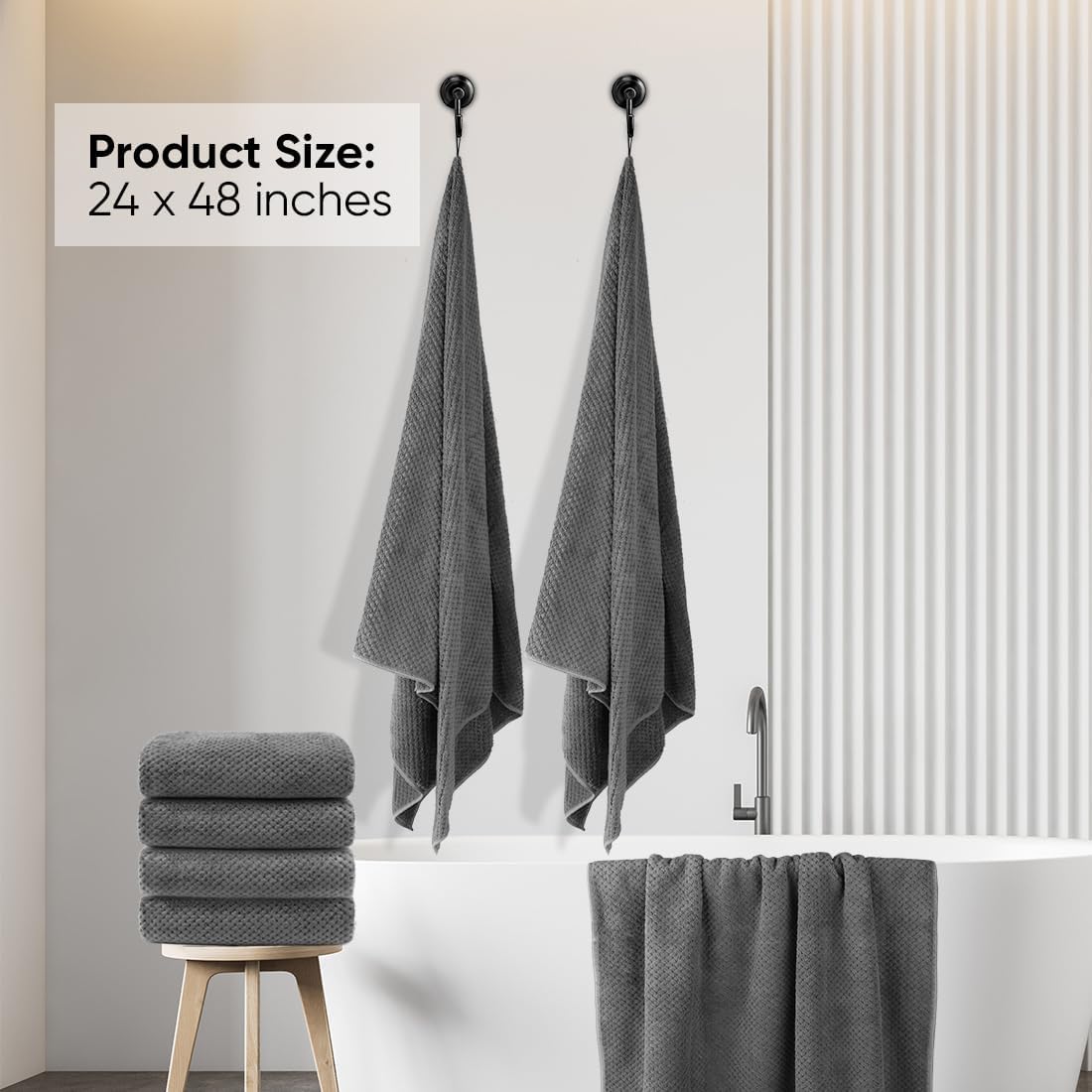 30 x 60 In Pack of 4 Bath Towel Set Large Microfiber Bath Towels for Daily Use - Bild 41 von 63