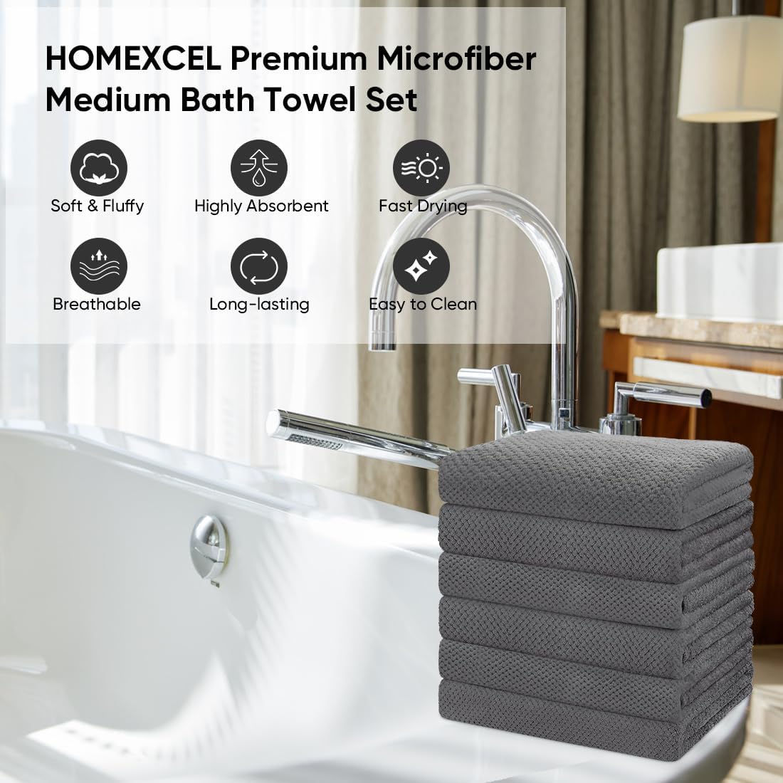 30 x 60 In Pack of 4 Bath Towel Set Large Microfiber Bath Towels for Daily Use - Bild 43 von 63