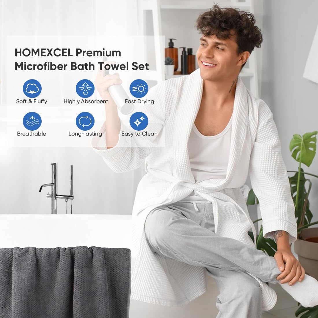 30 x 60 In Pack of 4 Bath Towel Set Large Microfiber Bath Towels for Daily Use - Bild 35 von 63