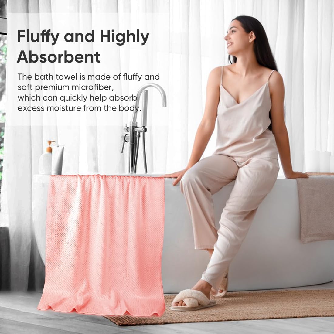 30 x 60 In Pack of 4 Bath Towel Set Large Microfiber Bath Towels for Daily Use - Bild 48 von 63