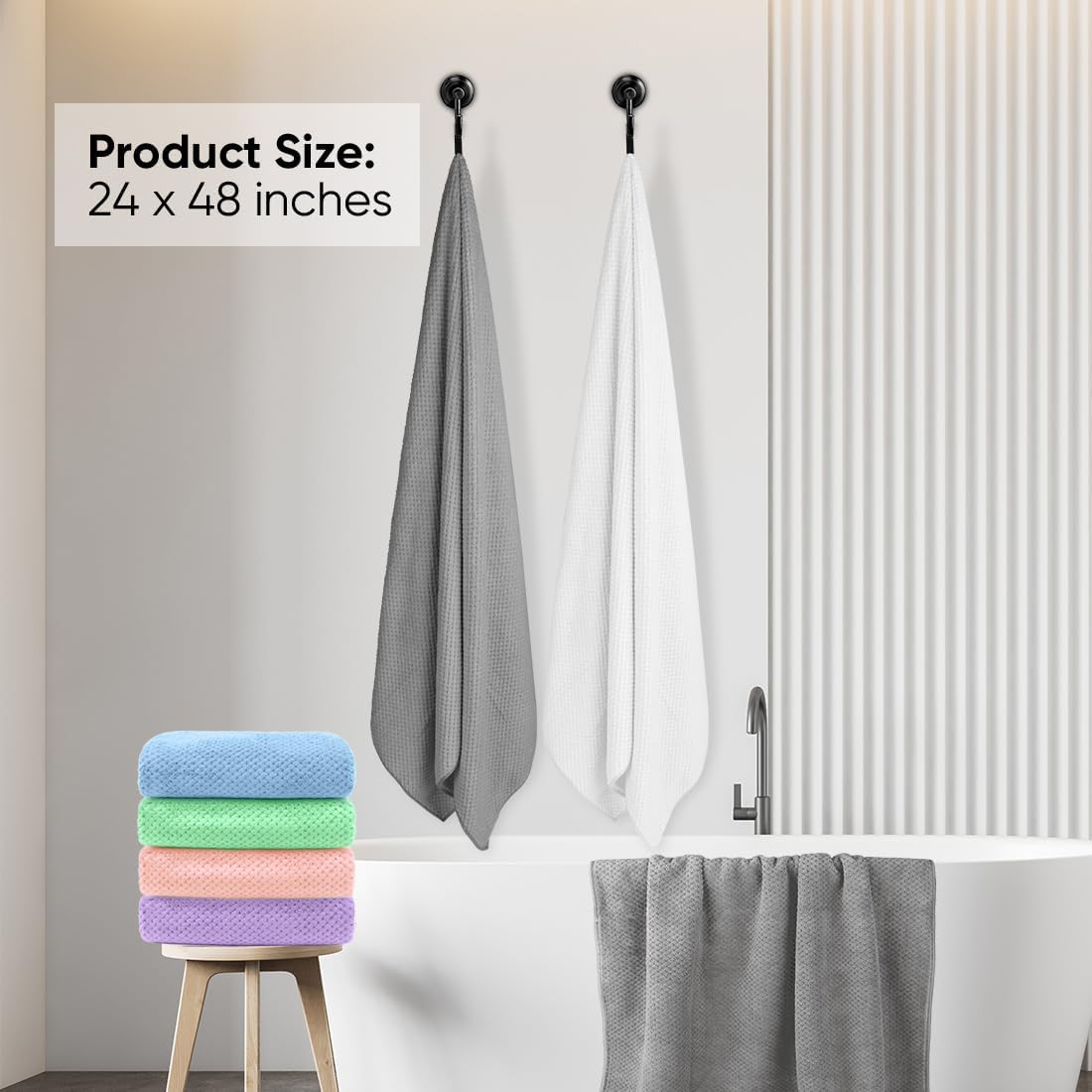 30 x 60 In Pack of 4 Bath Towel Set Large Microfiber Bath Towels for Daily Use - Bild 56 von 63