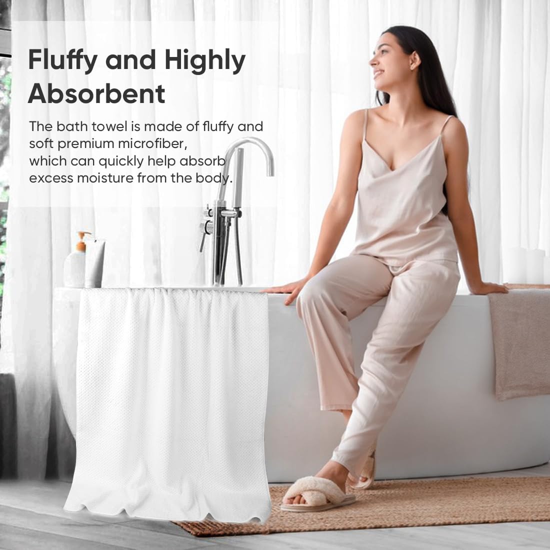 30 x 60 In Pack of 4 Bath Towel Set Large Microfiber Bath Towels for Daily Use - Bild 60 von 63
