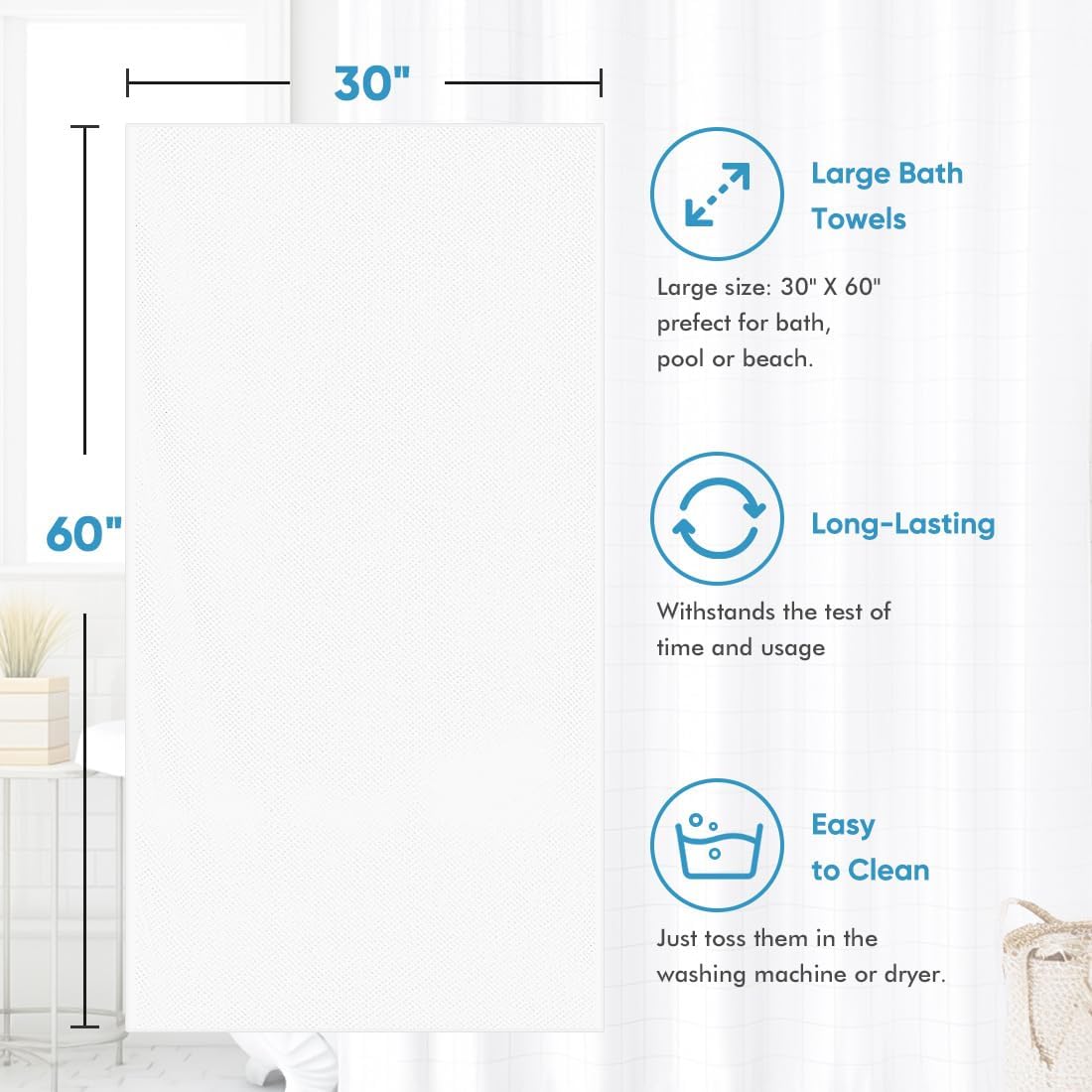 30 x 60 In Pack of 4 Bath Towel Set Large Microfiber Bath Towels for Daily Use - Bild 61 von 63