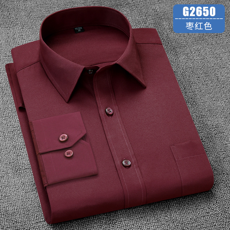 Long Sleeve Shirt Men's Workwear Blouse Business Casual Anti-wrinkle Shirt Tops - Picture 15 of 22