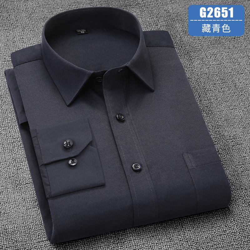 Long Sleeve Shirt Men's Workwear Blouse Business Casual Anti-wrinkle Shirt Tops - Picture 16 of 22