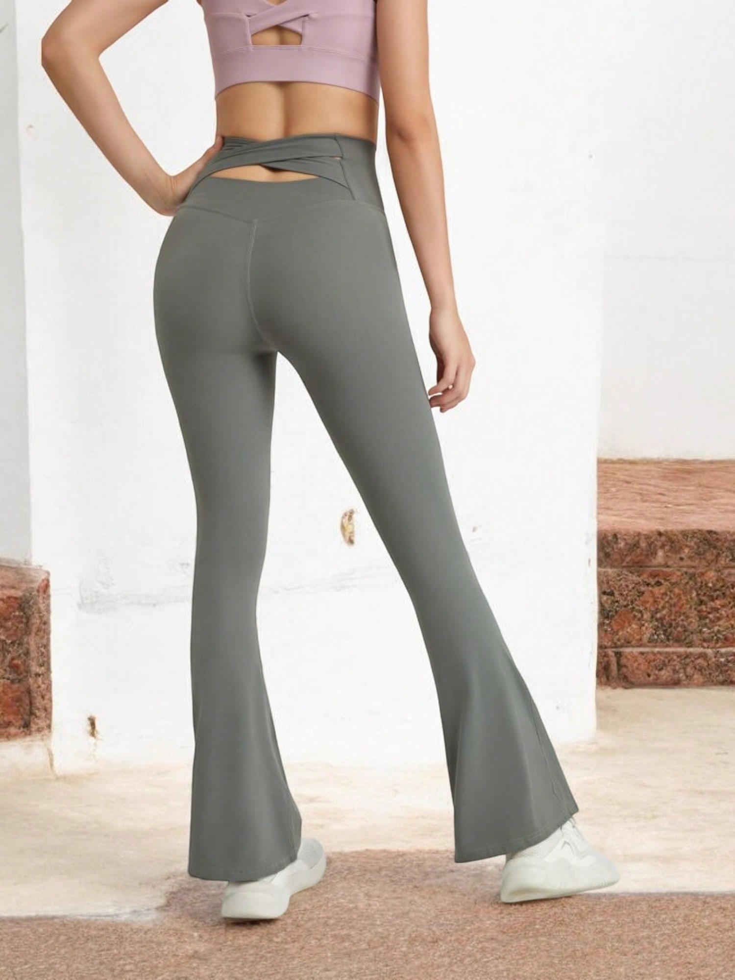 Women's High Waist Flare Leggings With Comfortable Stretch Fit - Picture 16 of 19