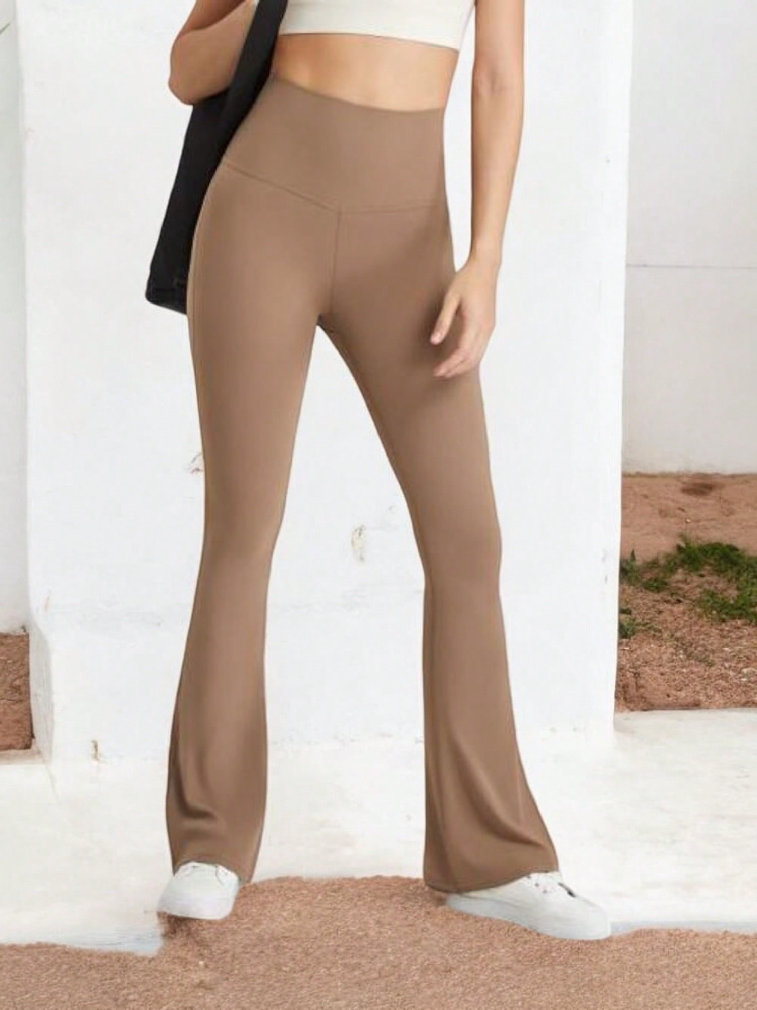 Women's High Waist Flare Leggings With Comfortable Stretch Fit - Picture 18 of 19
