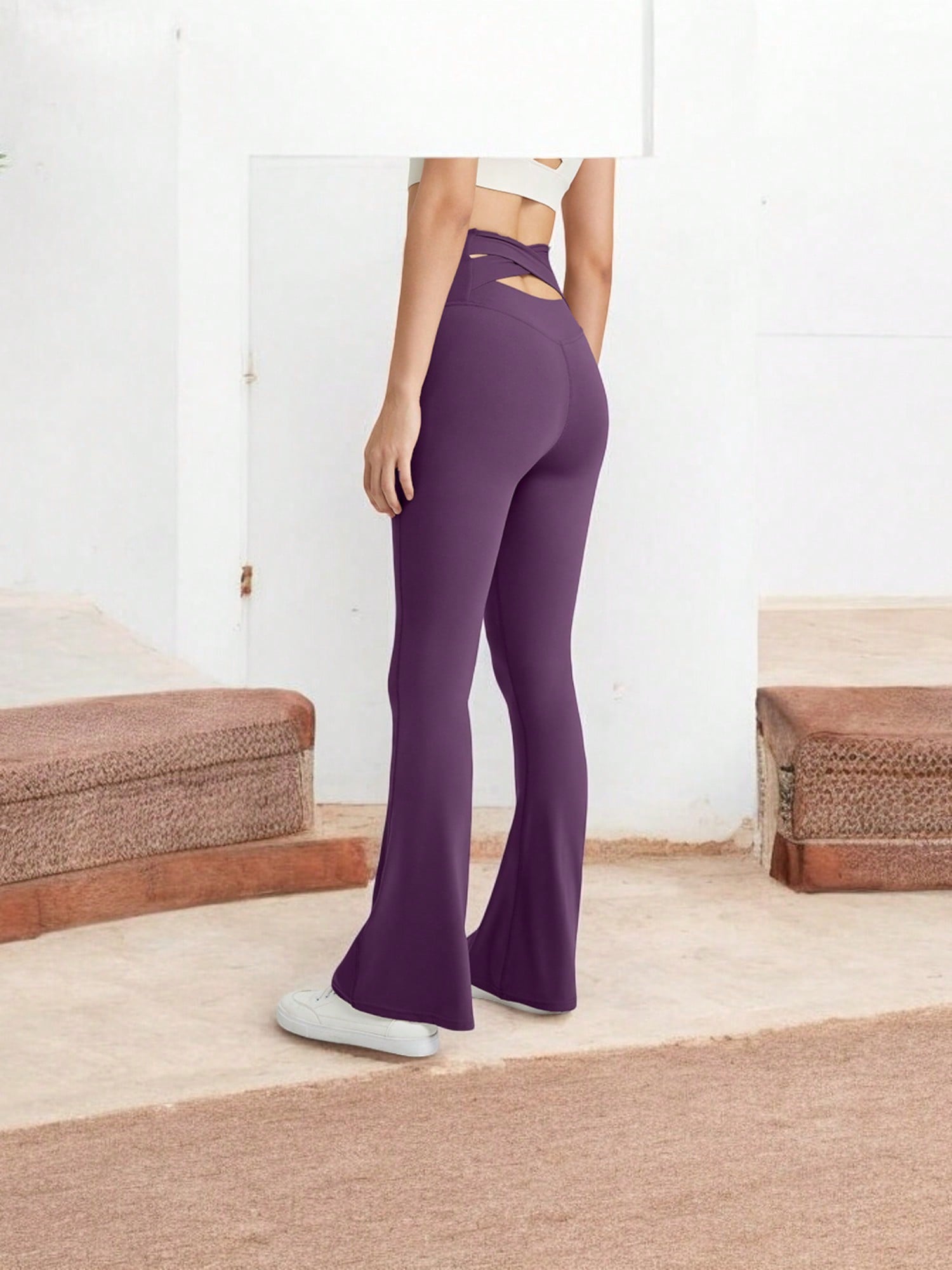 Women's High Waist Flare Leggings With Comfortable Stretch Fit - Picture 19 of 19