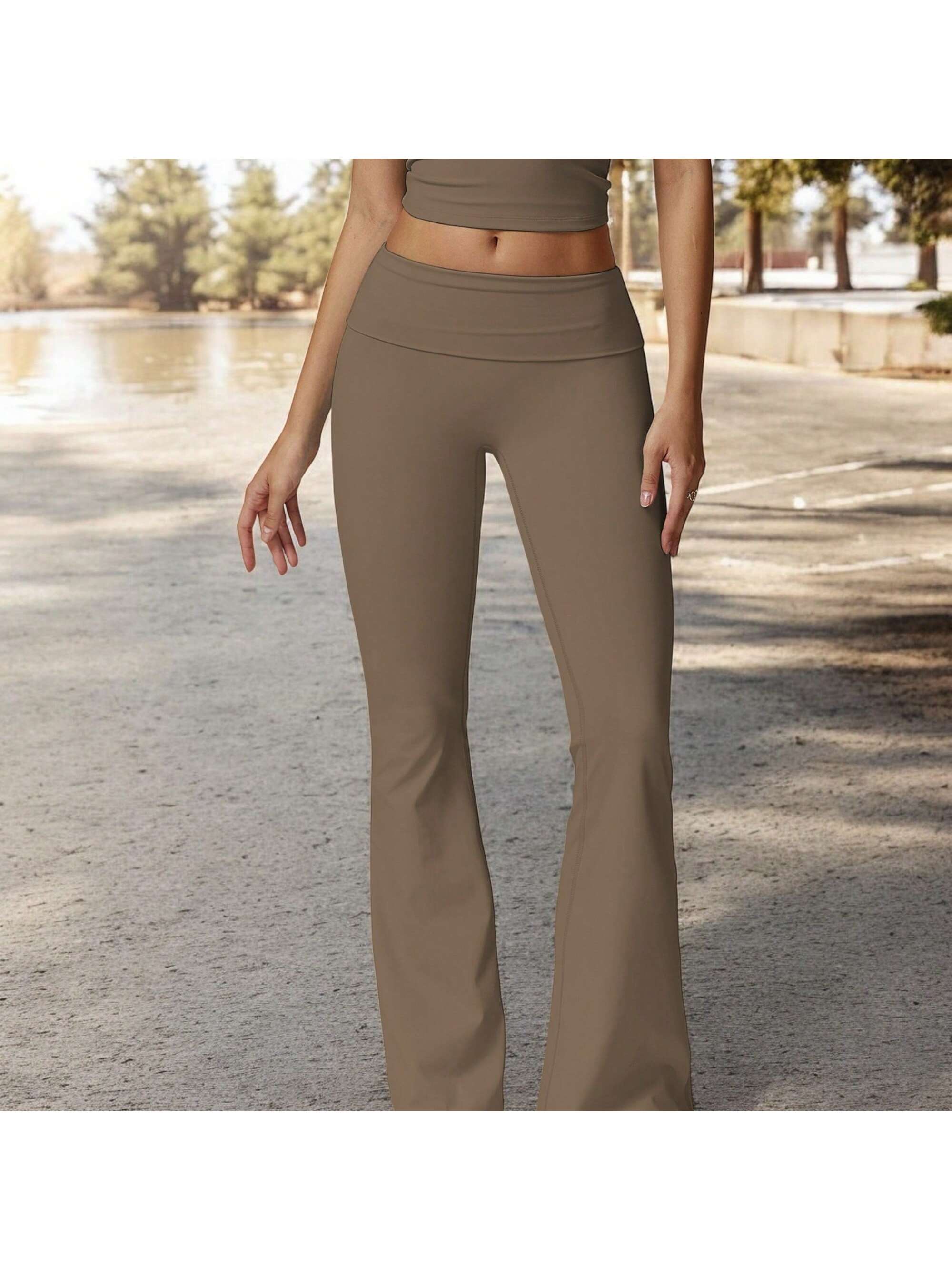 Women's Flared High Waist Yoga Pants For Activewear And Everyday Comfort - Picture 31 of 33