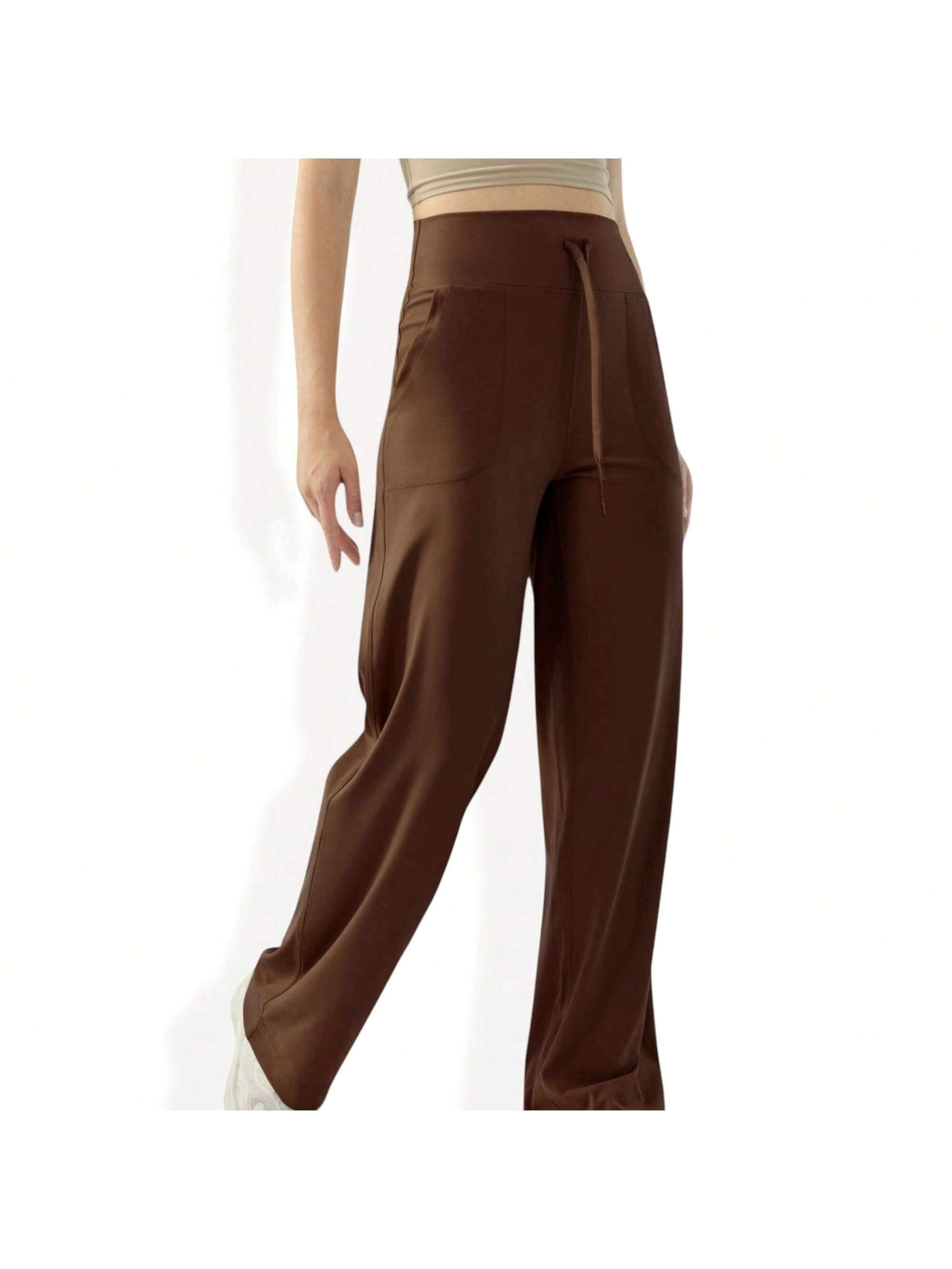 Women's High Waisted Wide Leg Lounge Pants With Drawstring And Pockets - Picture 22 of 22
