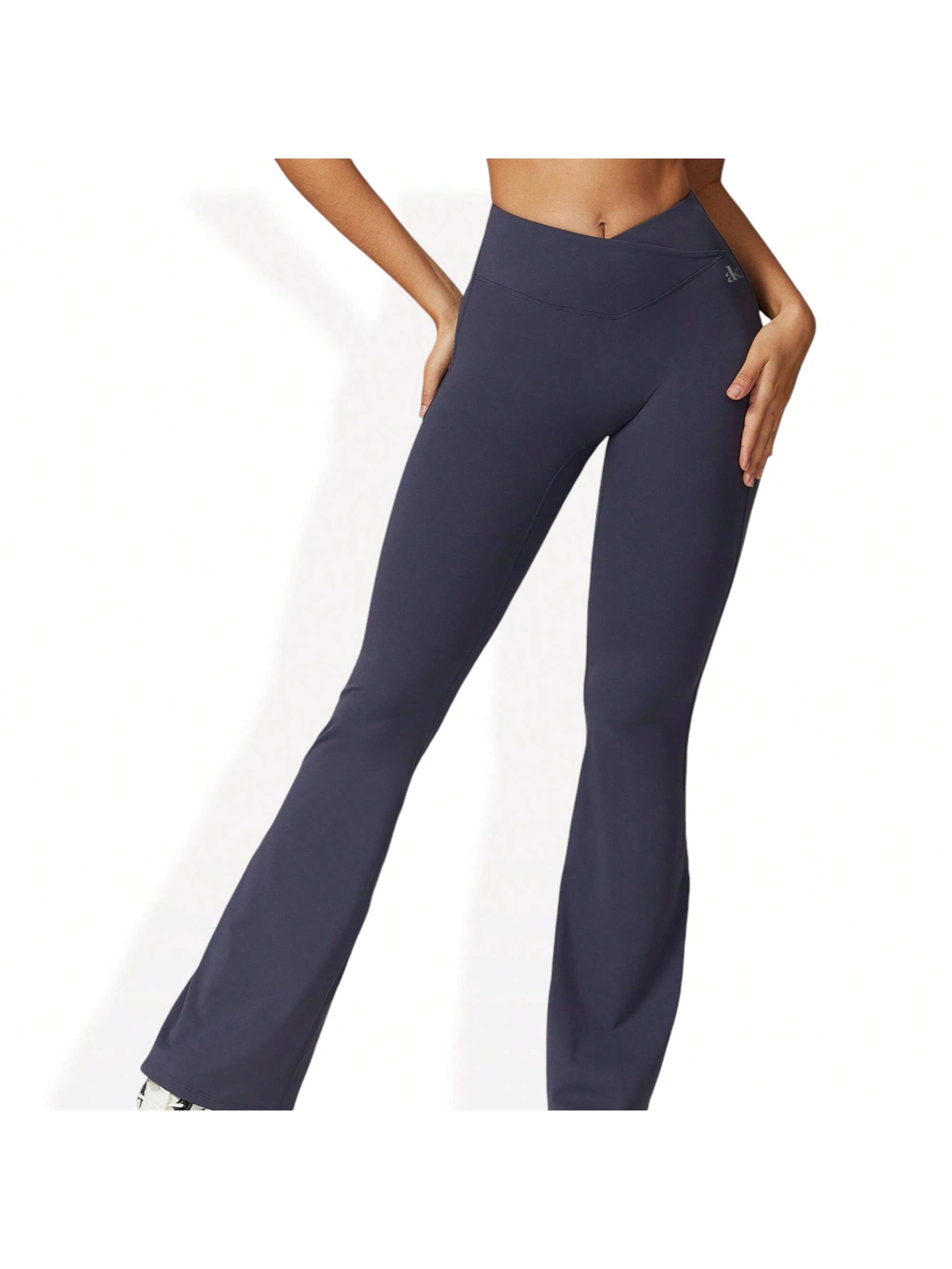 Women's Crossover Waist Flare Leg Yoga Pants In Smooth Stretch Fabric - Picture 25 of 29