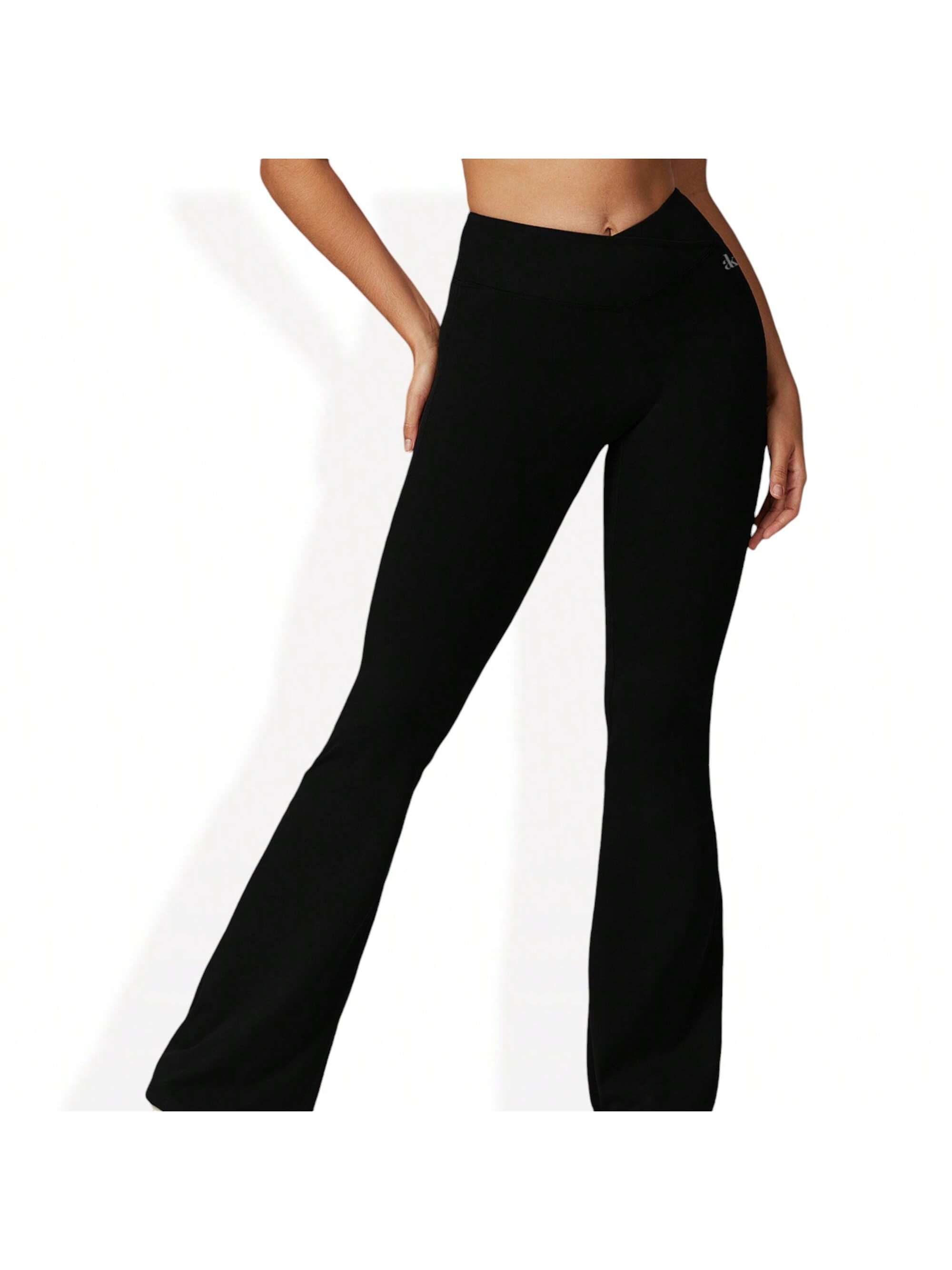 Women's Crossover Waist Flare Leg Yoga Pants In Smooth Stretch Fabric - Picture 26 of 29