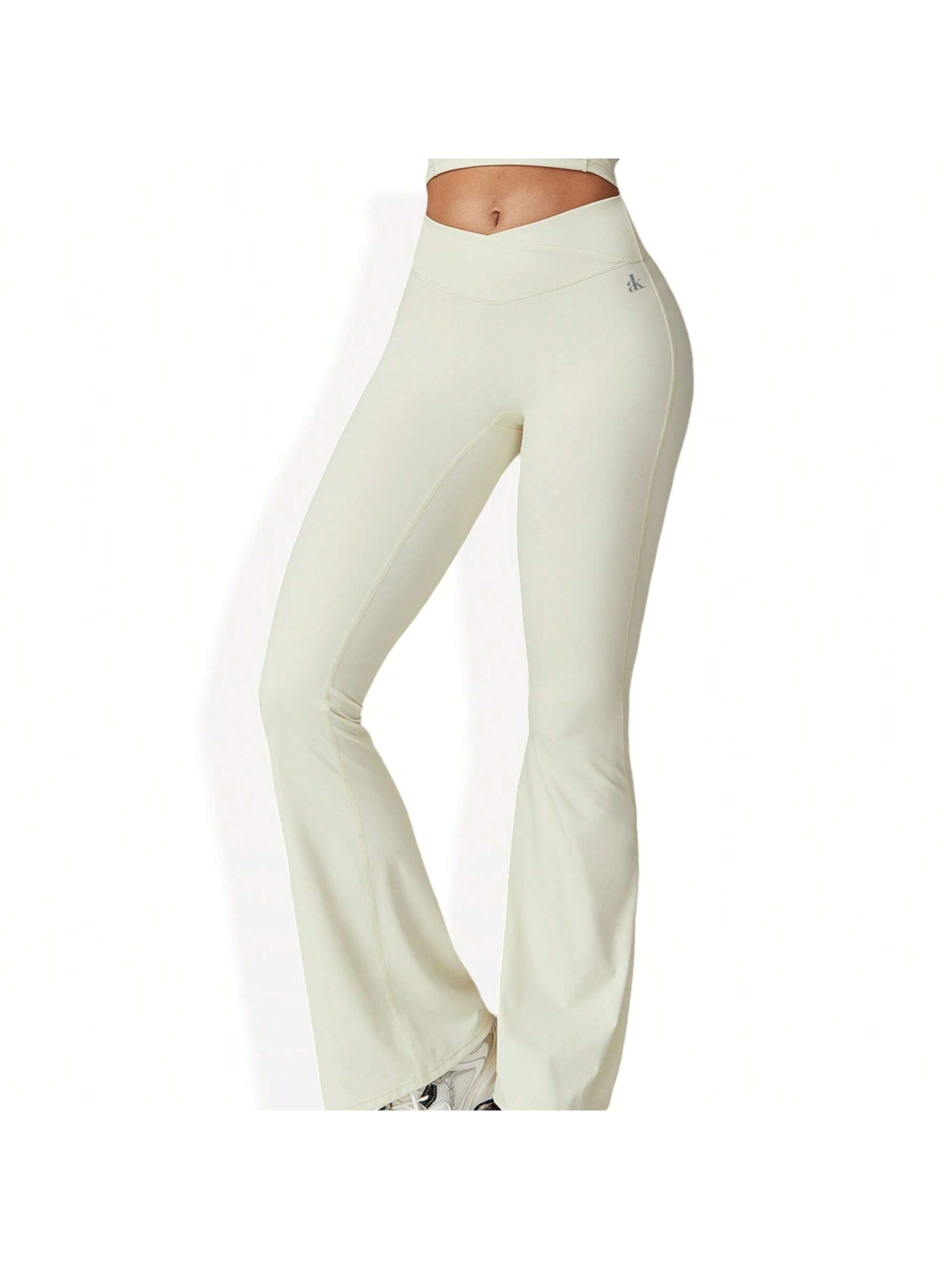Women's Crossover Waist Flare Leg Yoga Pants In Smooth Stretch Fabric - Picture 27 of 29