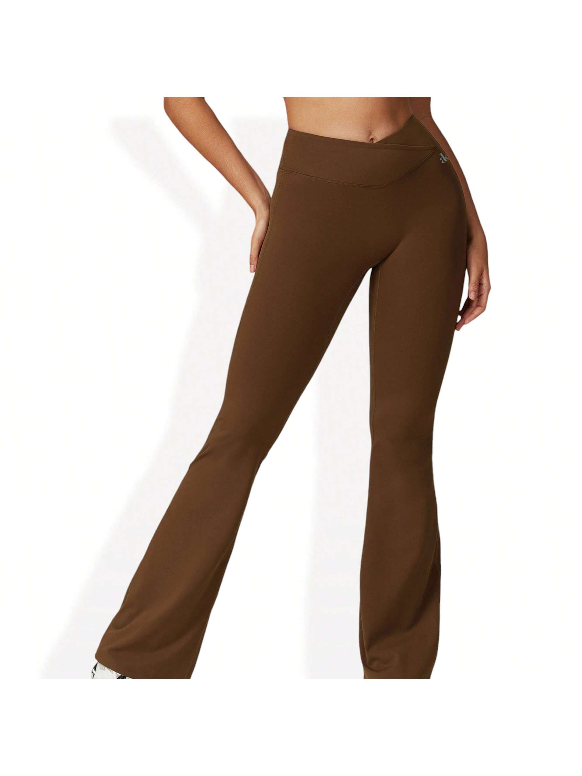 Women's Crossover Waist Flare Leg Yoga Pants In Smooth Stretch Fabric - Picture 28 of 29