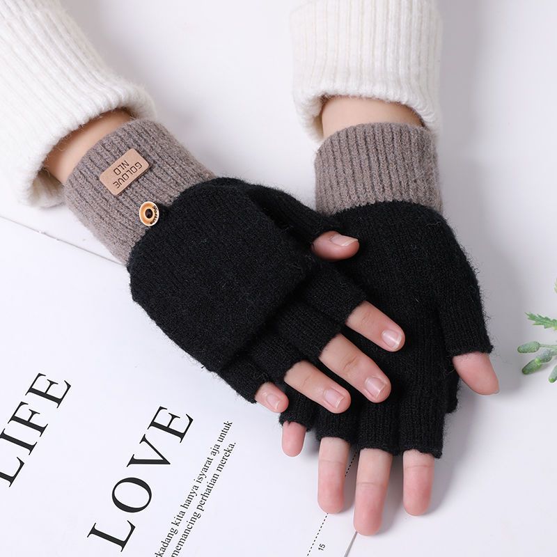 Guantes cálidos térmicos de invierno con guantes sin dedos convertibles de punto para mujer - Imagen 20 de 25