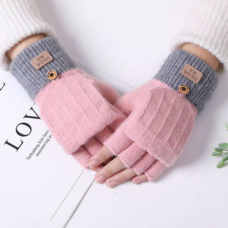 Guantes cálidos térmicos de invierno con guantes sin dedos convertibles de punto para mujer - Imagen 23 de 25