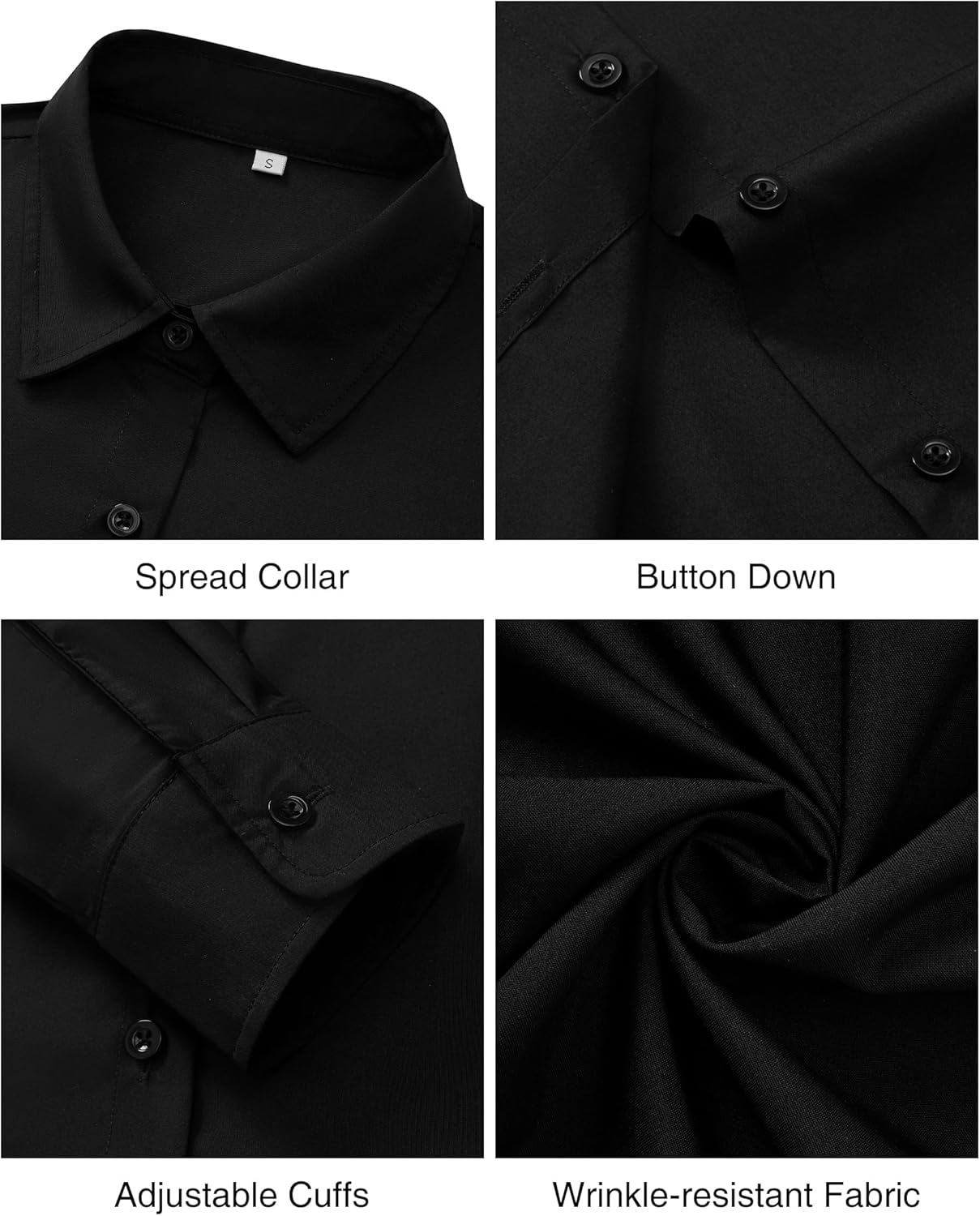 Womens Wrinkle Free Button Down Dress Solid Long Sleeve Formal Collared Shirts - Picture 27 of 79