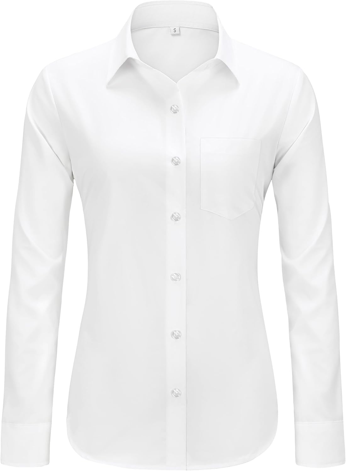 Womens Wrinkle Free Button Down Dress Solid Long Sleeve Formal Collared Shirts - Picture 33 of 79