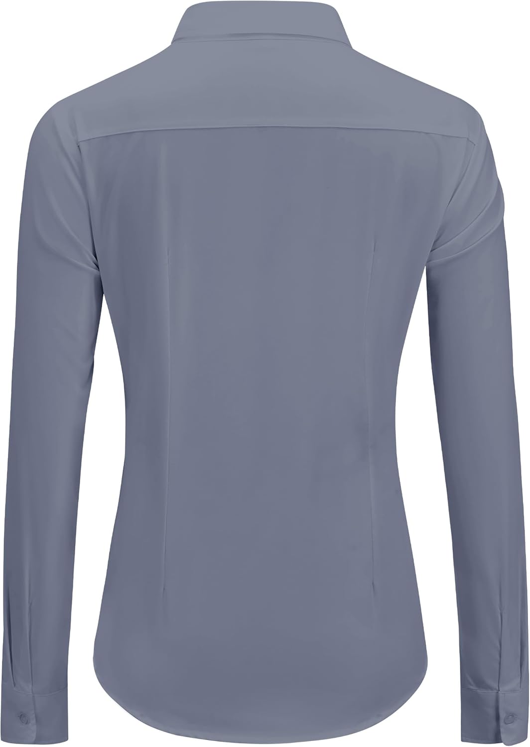 Womens Wrinkle Free Button Down Dress Solid Long Sleeve Formal Collared Shirts - Picture 45 of 79