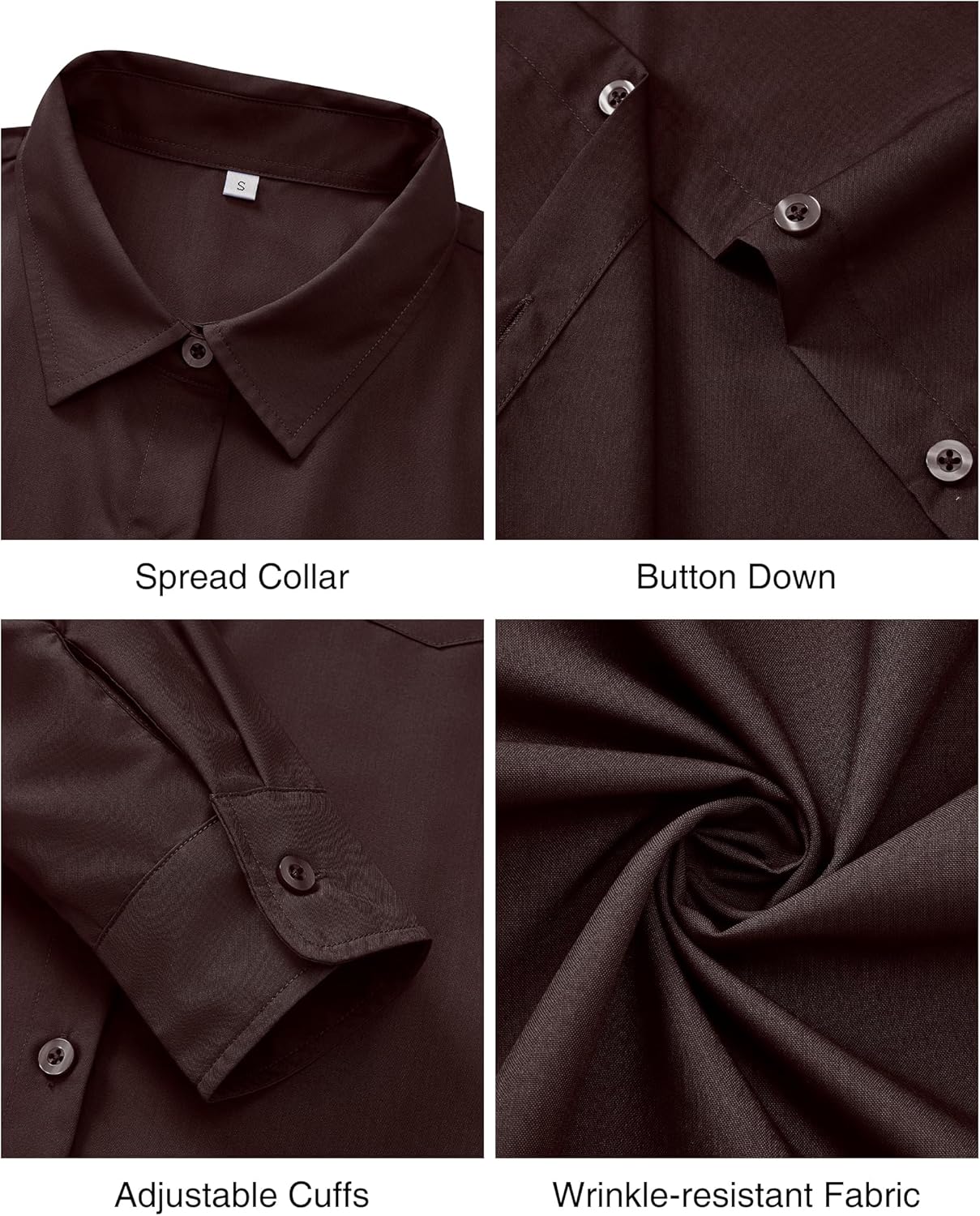 Womens Wrinkle Free Button Down Dress Solid Long Sleeve Formal Collared Shirts - Picture 54 of 79