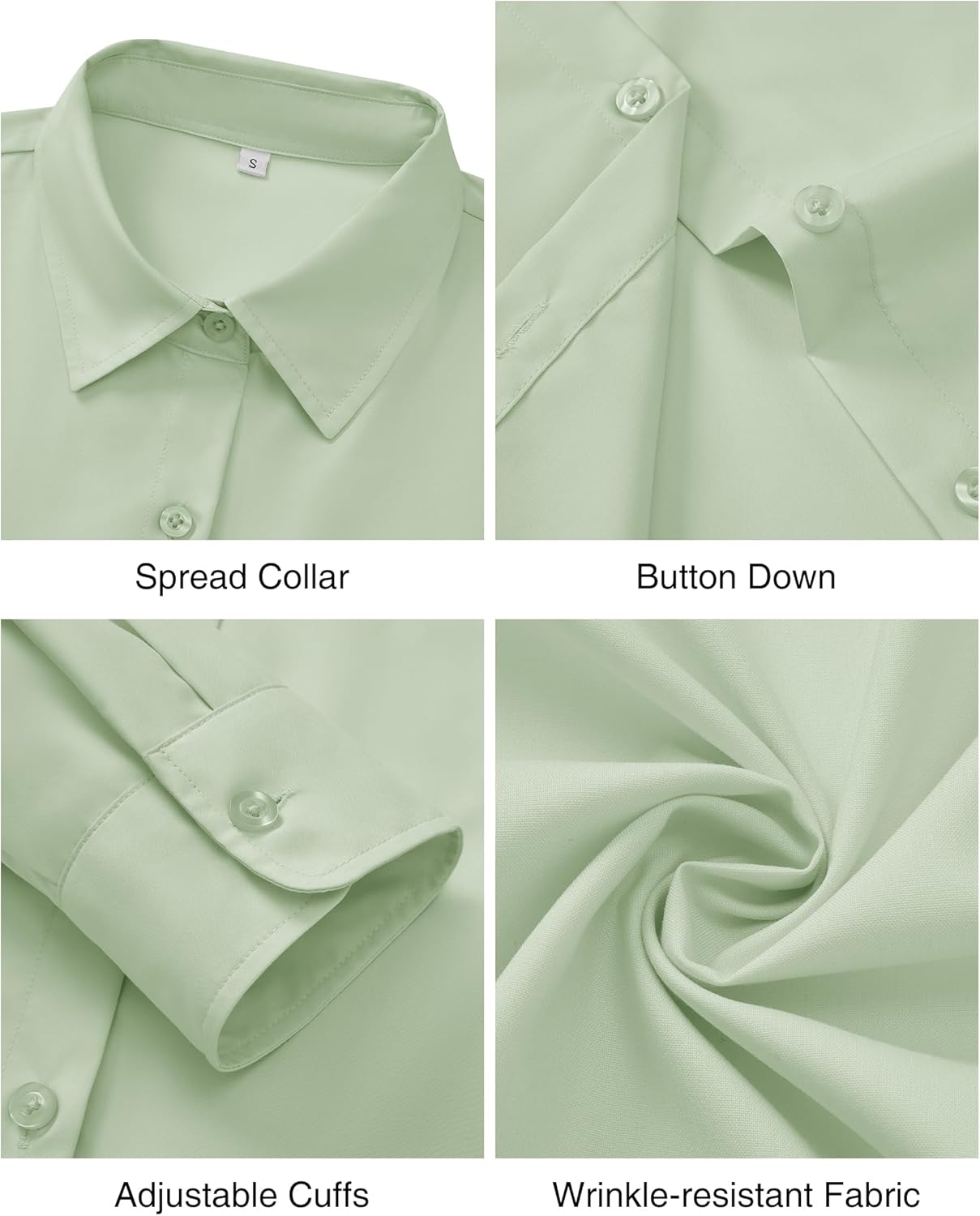 Womens Wrinkle Free Button Down Dress Solid Long Sleeve Formal Collared Shirts - Picture 66 of 79