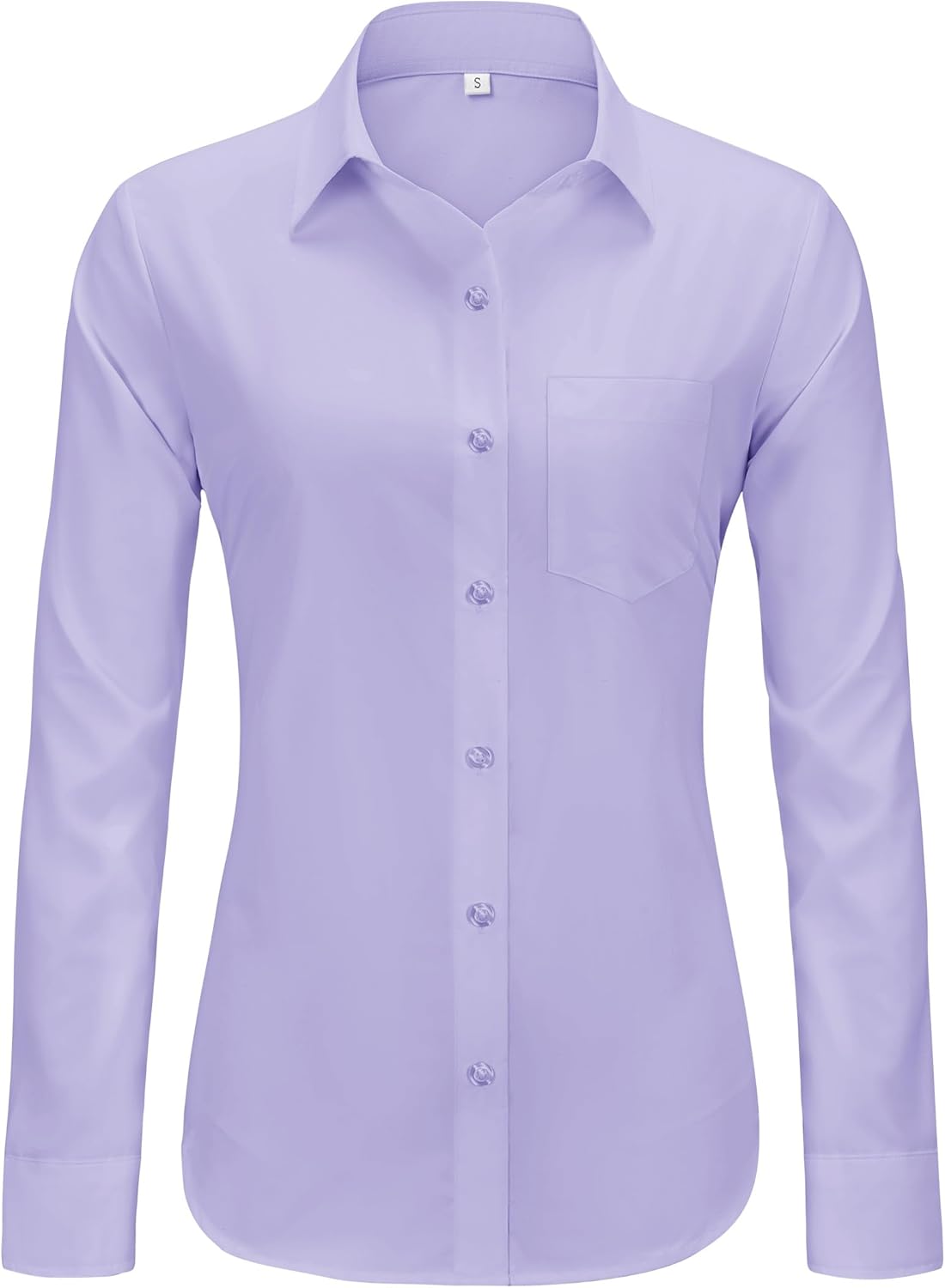Womens Wrinkle Free Button Down Dress Solid Long Sleeve Formal Collared Shirts - Picture 68 of 79