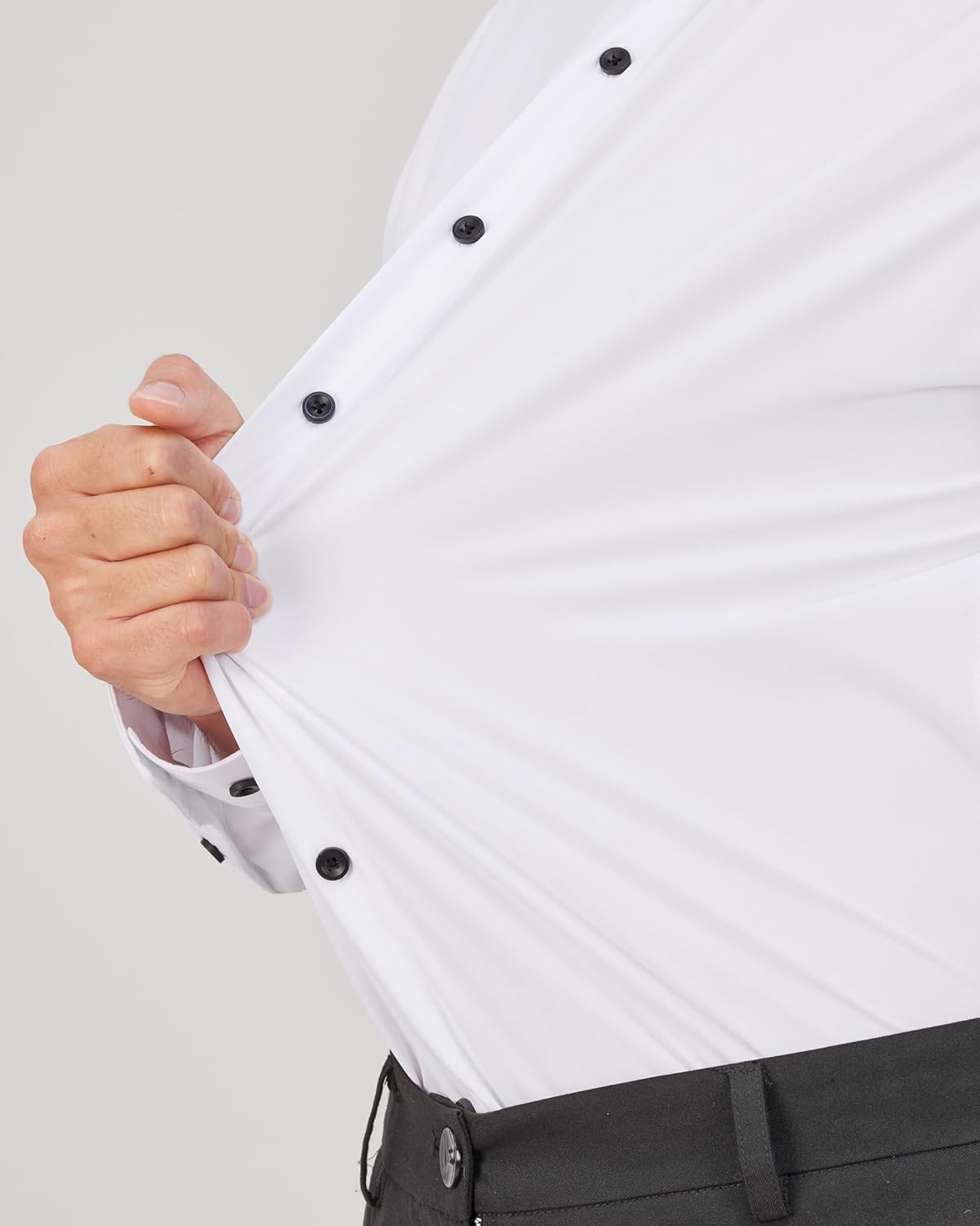 Men's Dress Shirts Stretch Long Sleeve Formal Shirt Solid Button Down Shirts - Picture 26 of 129