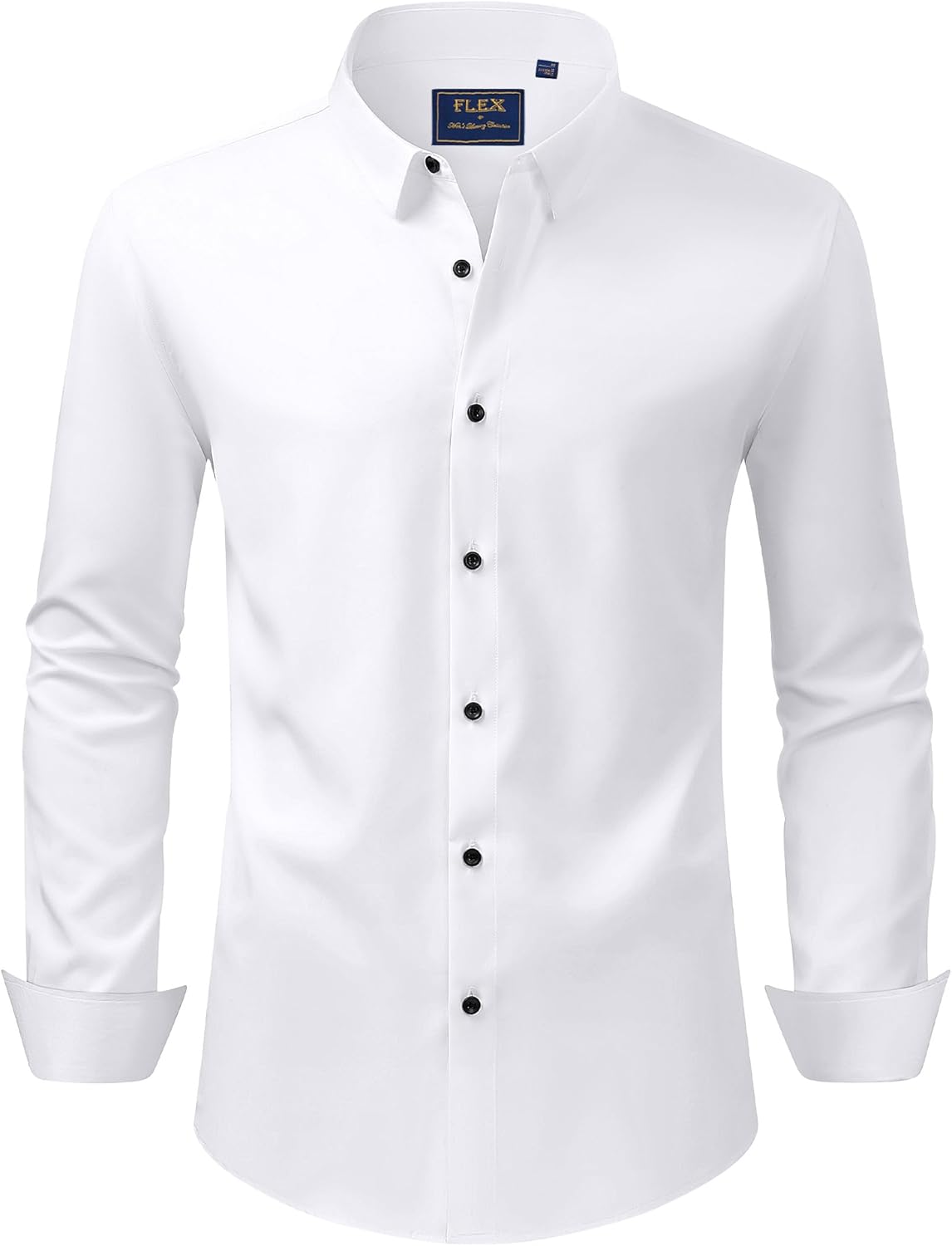 Men's Dress Shirts Stretch Long Sleeve Formal Shirt Solid Button Down Shirts - Picture 25 of 129