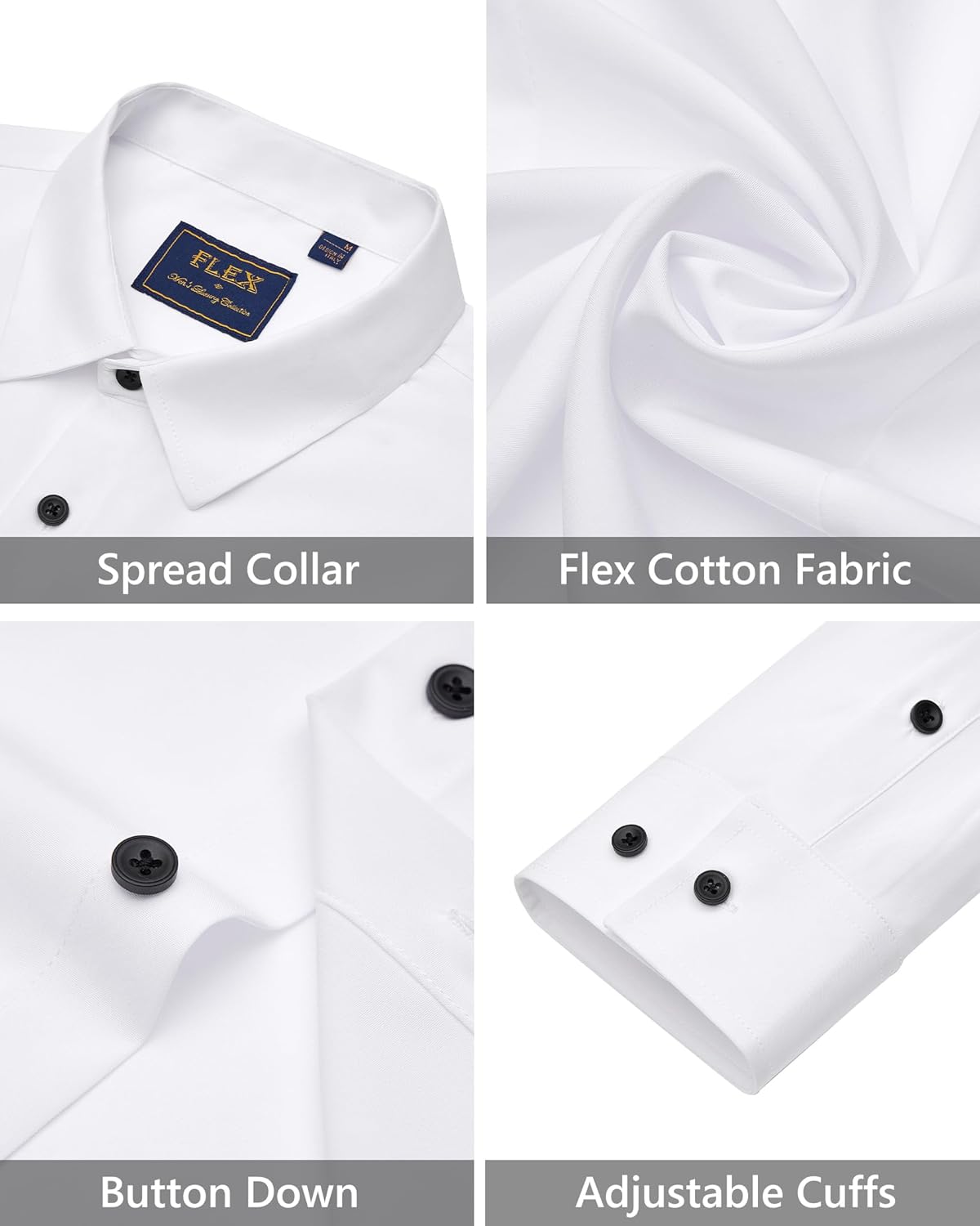 Men's Dress Shirts Stretch Long Sleeve Formal Shirt Solid Button Down Shirts - Picture 29 of 129