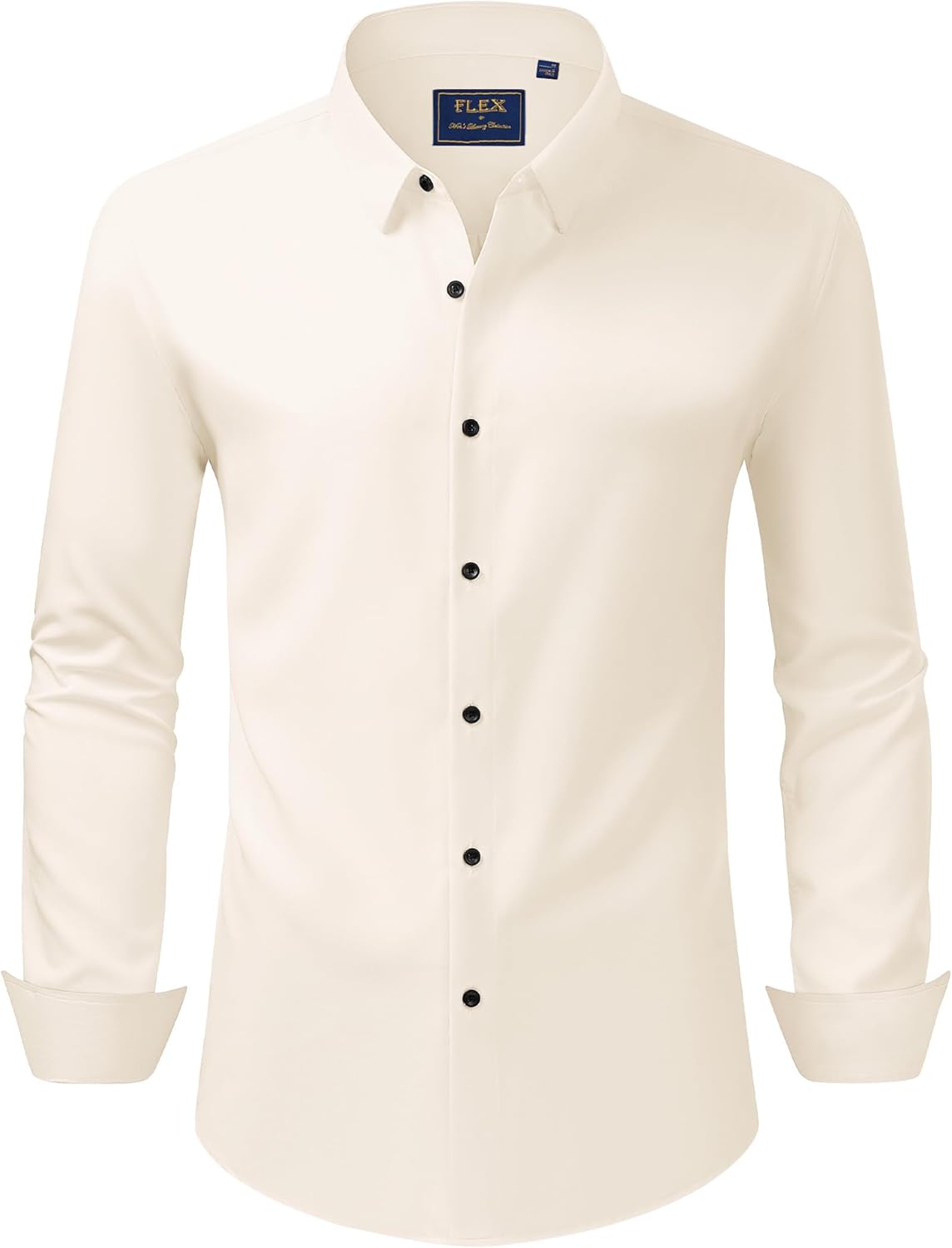 Men's Dress Shirts Stretch Long Sleeve Formal Shirt Solid Button Down Shirts - Picture 30 of 129
