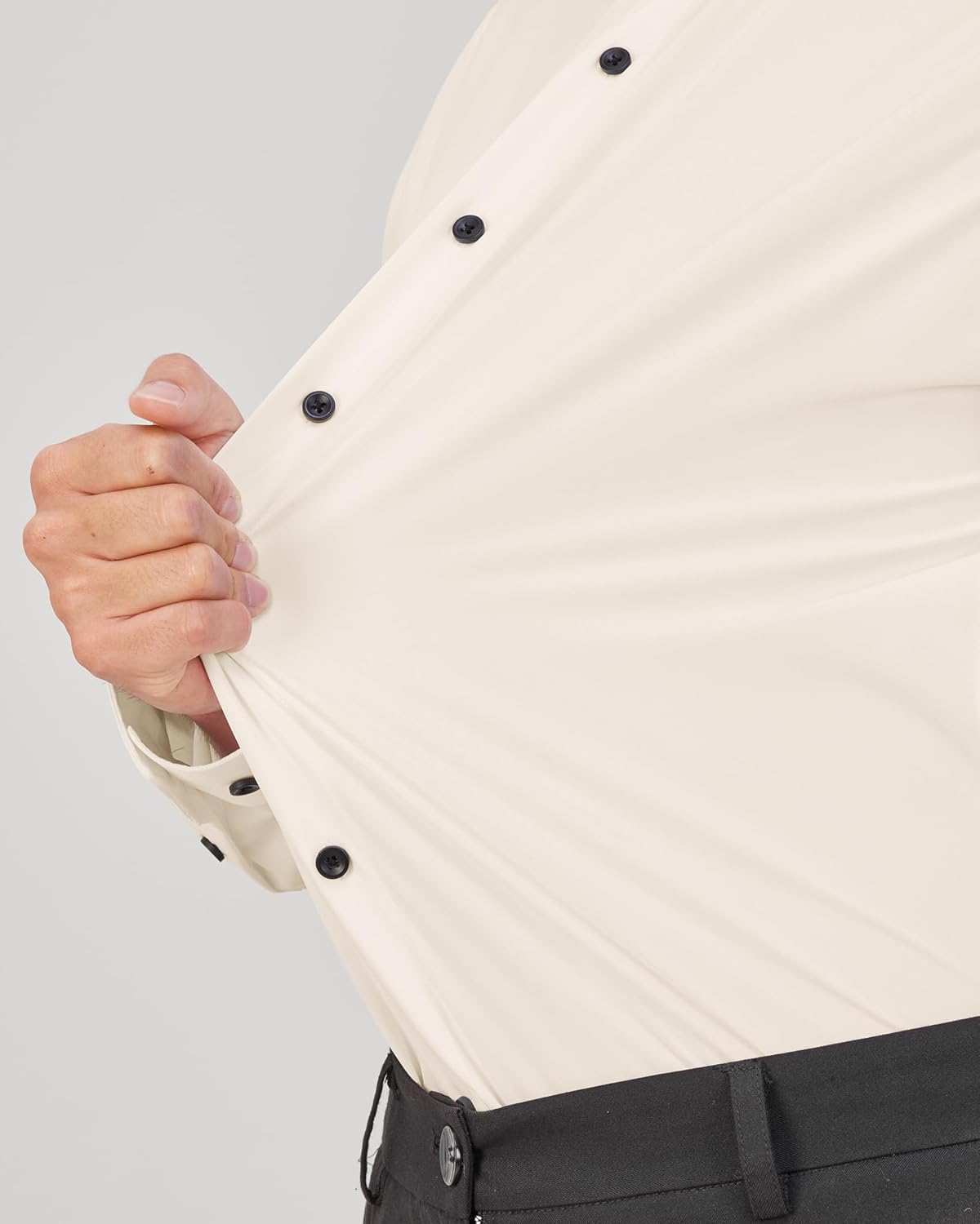 Men's Dress Shirts Stretch Long Sleeve Formal Shirt Solid Button Down Shirts - Picture 31 of 129