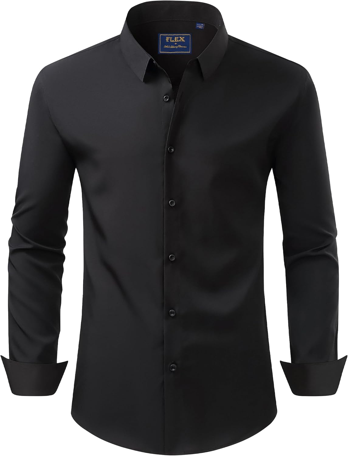 Men's Dress Shirts Stretch Long Sleeve Formal Shirt Solid Button Down Shirts - Picture 35 of 129